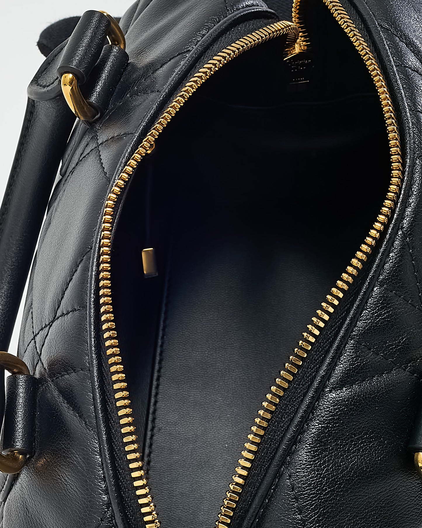 Dior Black Macrocannage Leather Soft Groove 20 Bowler Bag with Strap