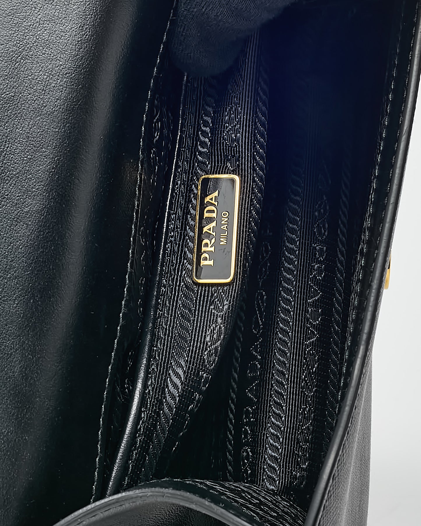 Prada Black Saffiano Lux Leather Small Square Flap Logo Chain Crossbody Bag
