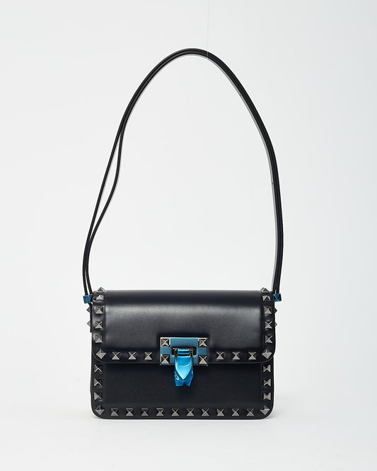 Valentino Black Calfskin Leather Rockstud23 Small Shoulder Bag