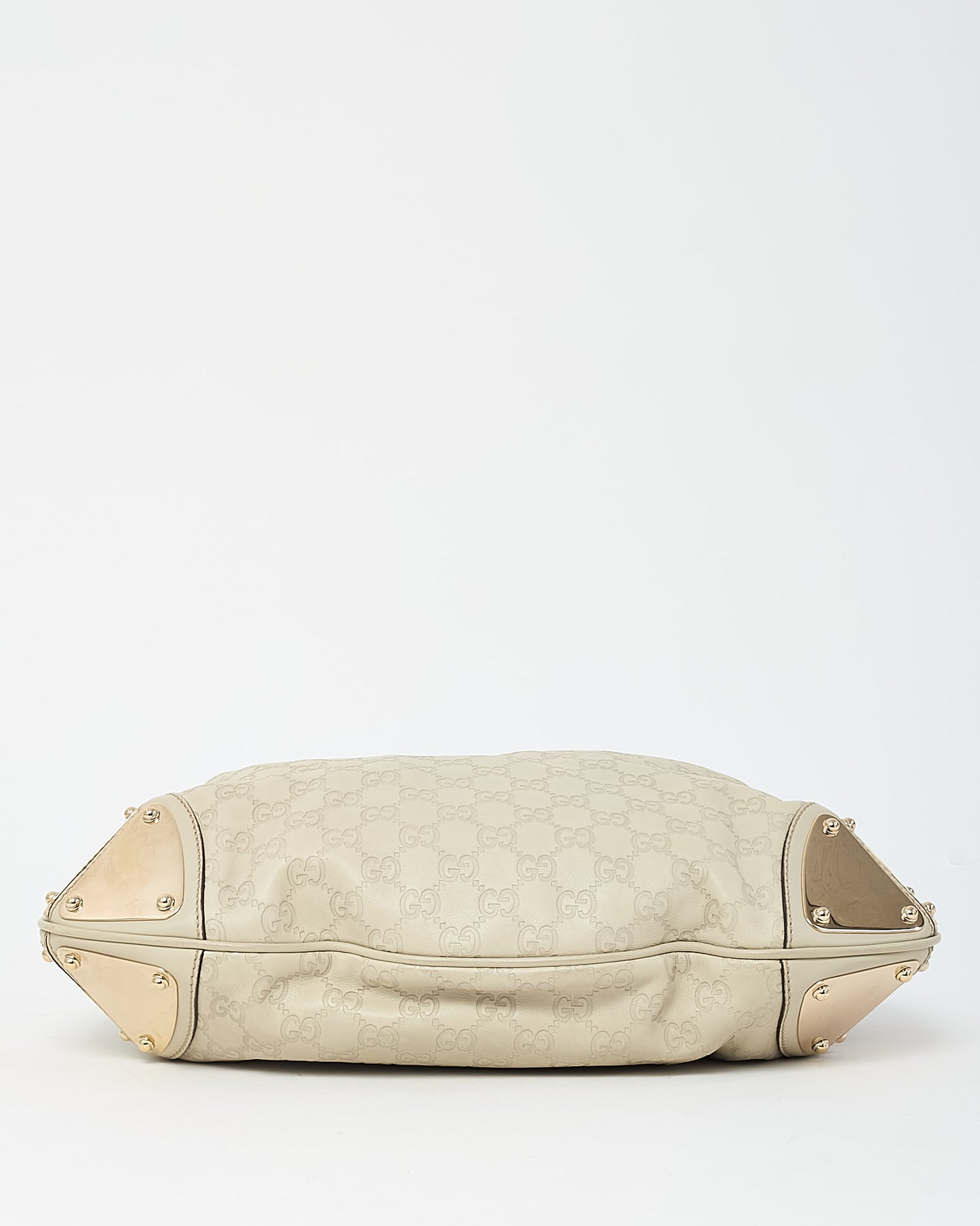 Gucci Ivory Monogram Guccissima Leather Medium Bamboo Indy Tassel Hobo Shoulder Bag