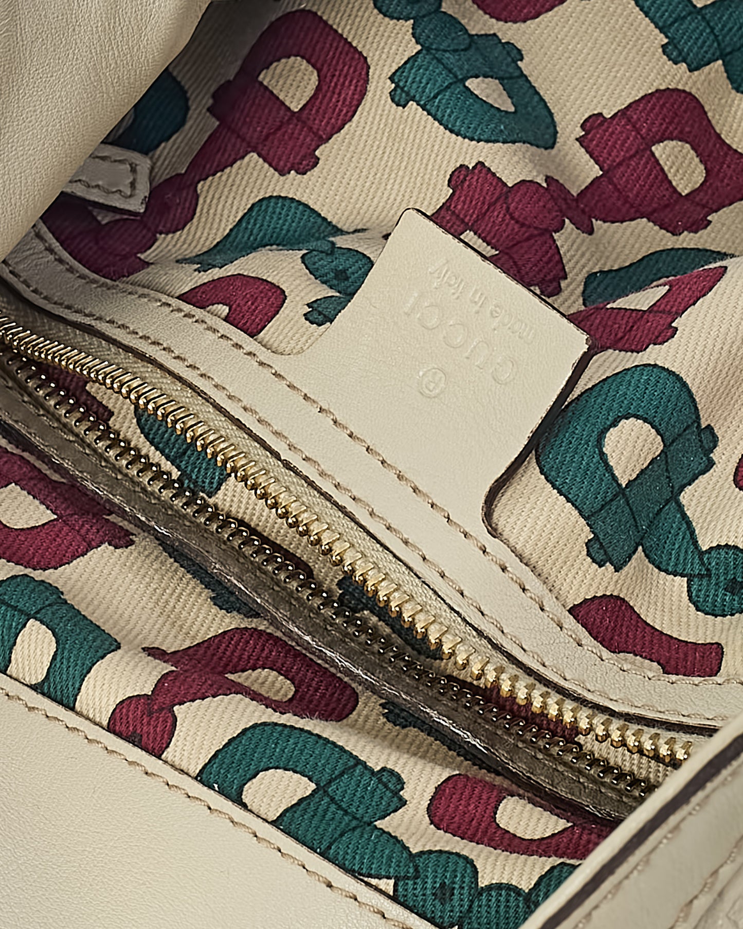 Gucci Ivory Monogram Guccissima Leather Medium Bamboo Indy Tassel Hobo Shoulder Bag