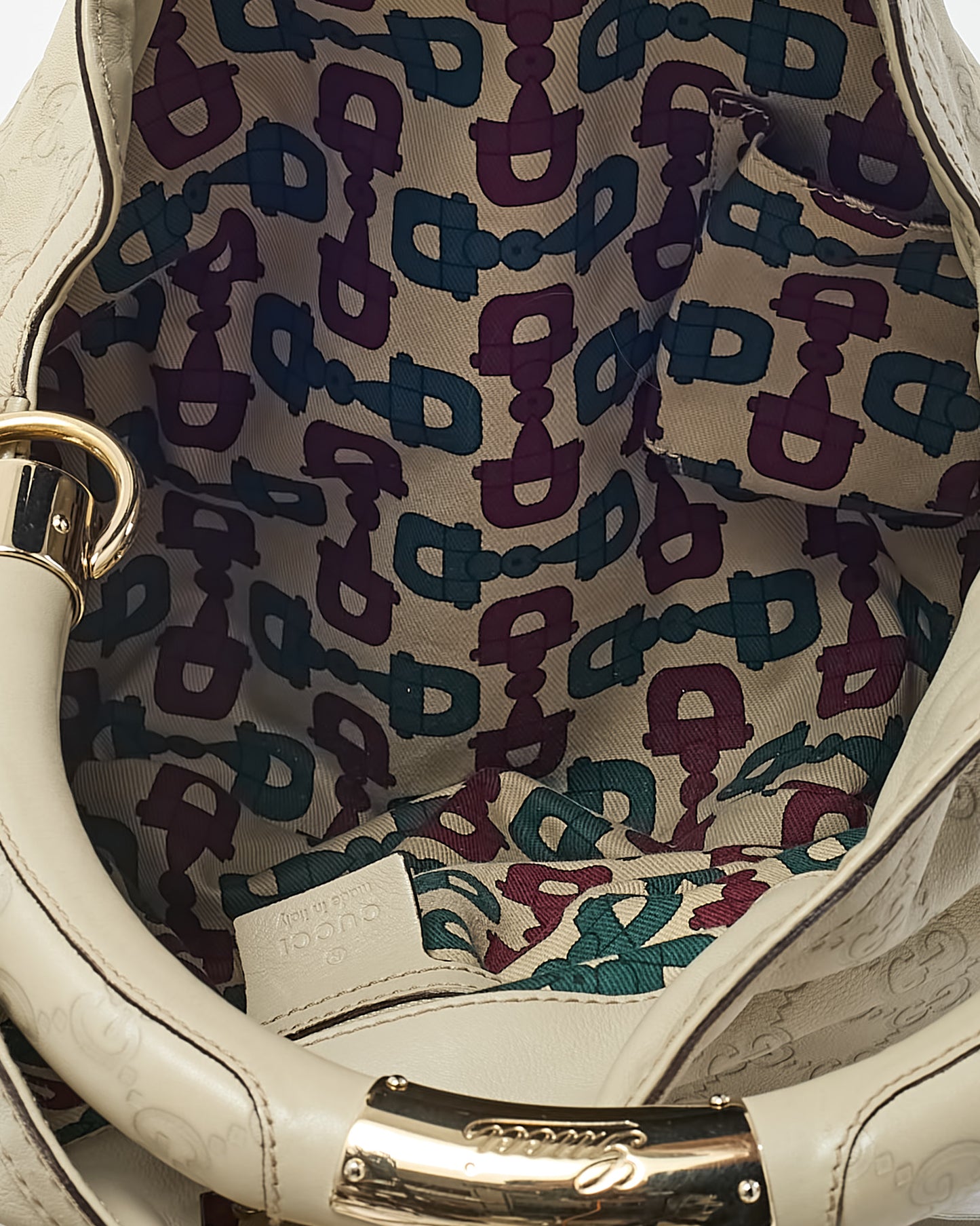 Gucci Ivory Monogram Guccissima Leather Medium Bamboo Indy Tassel Hobo Shoulder Bag