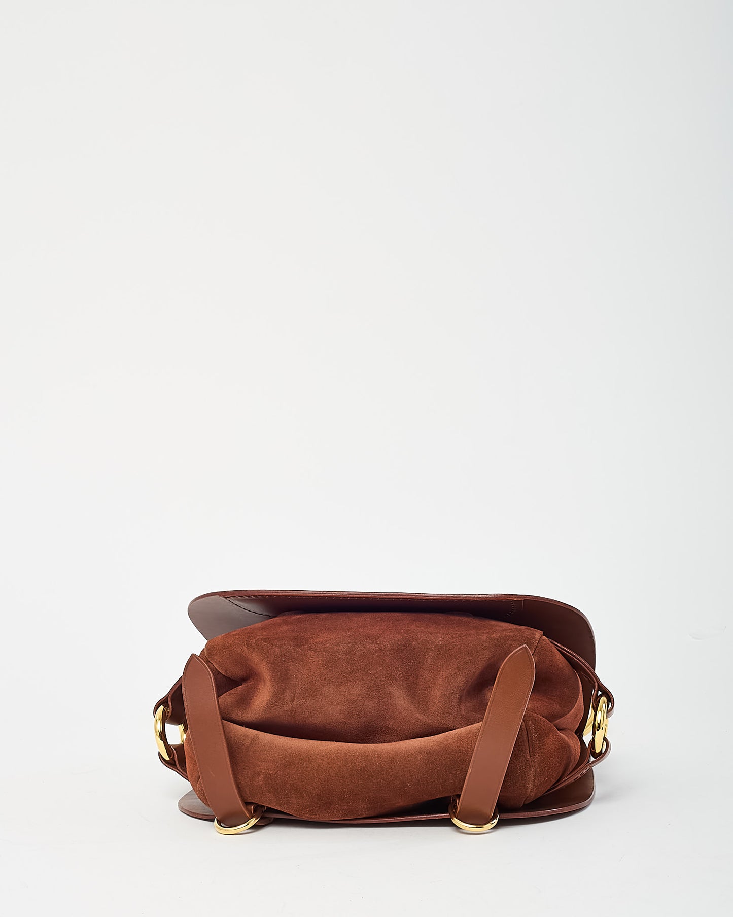Burberry Brown Leather and Black Leather Studded Strap Bridle Saddle Bag