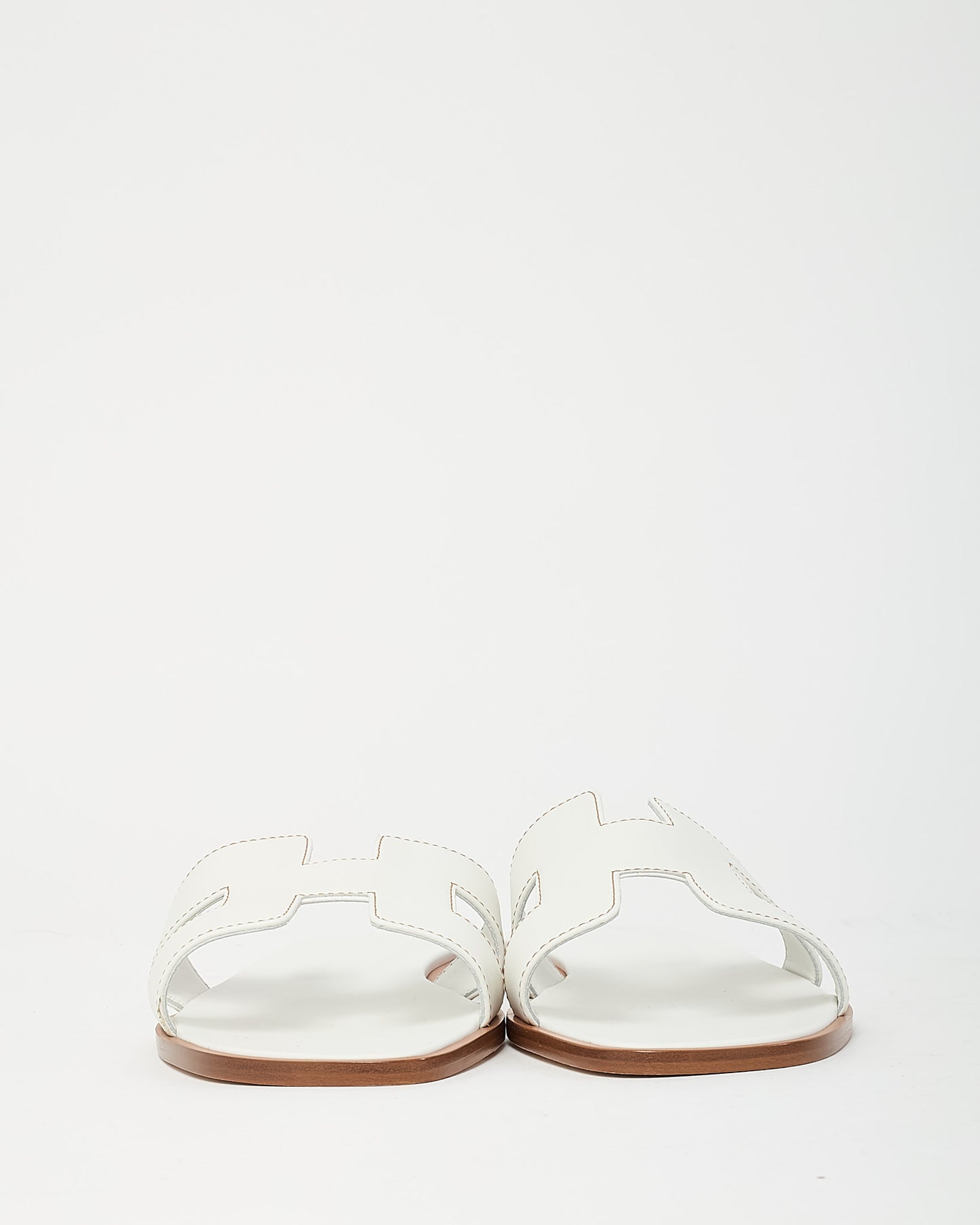 Hermès White Calfskin Leather Oran H Sandals - 41