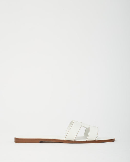 Hermès White Calfskin Leather Oran H Sandals - 41