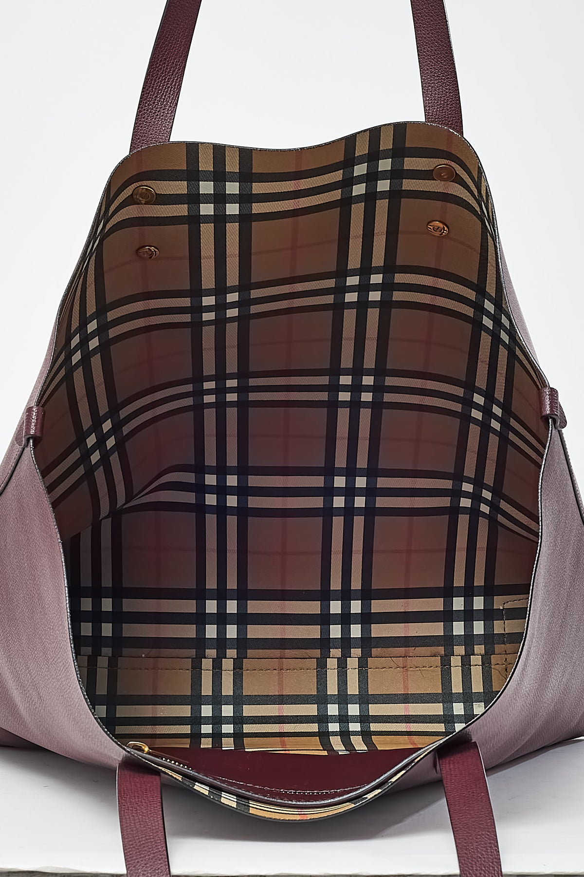 Burberry Burgundy Red Leather Embossed Crest Large Tote Bag