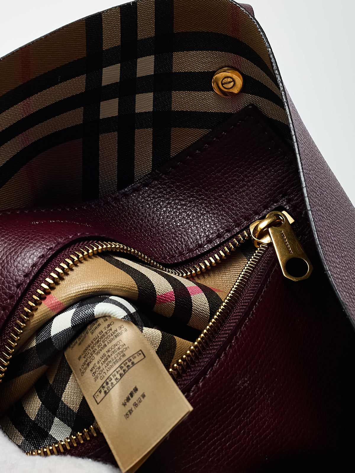 Burberry Burgundy Red Leather Embossed Crest Large Tote Bag
