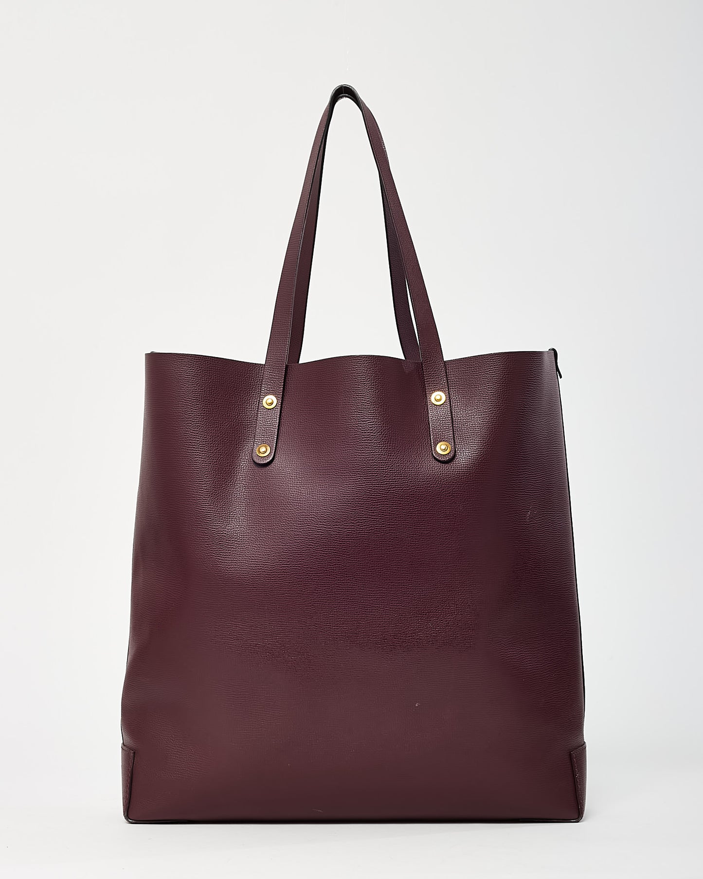 Burberry Burgundy Red Leather Embossed Crest Large Tote Bag