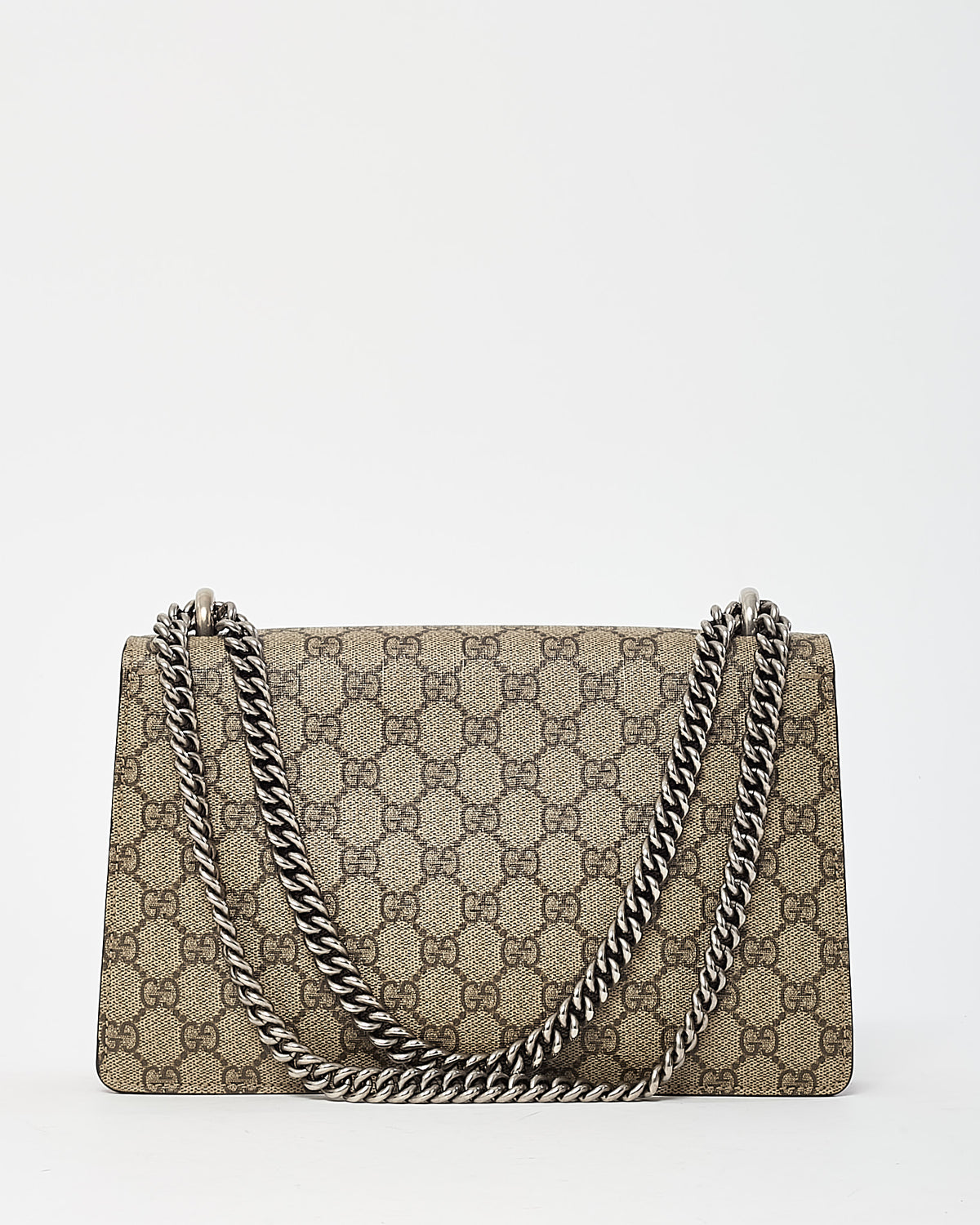 Gucci Beige and Ebony Monogram GG Supreme Canvas and Red Suede Medium Dionysus Shoulder Bag