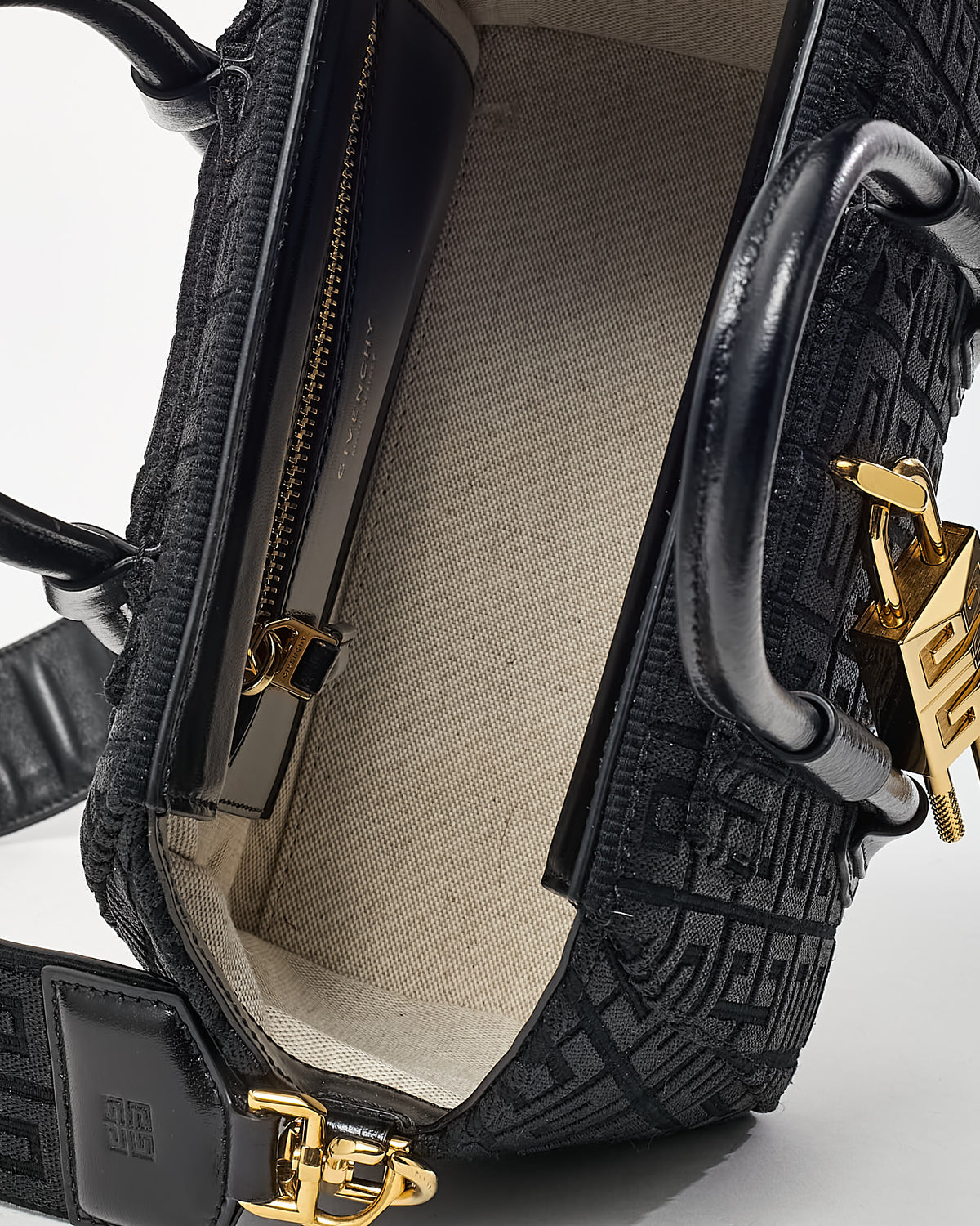 Givenchy Black 4G Monogram Canvas Lock Mini Antigona Bag
