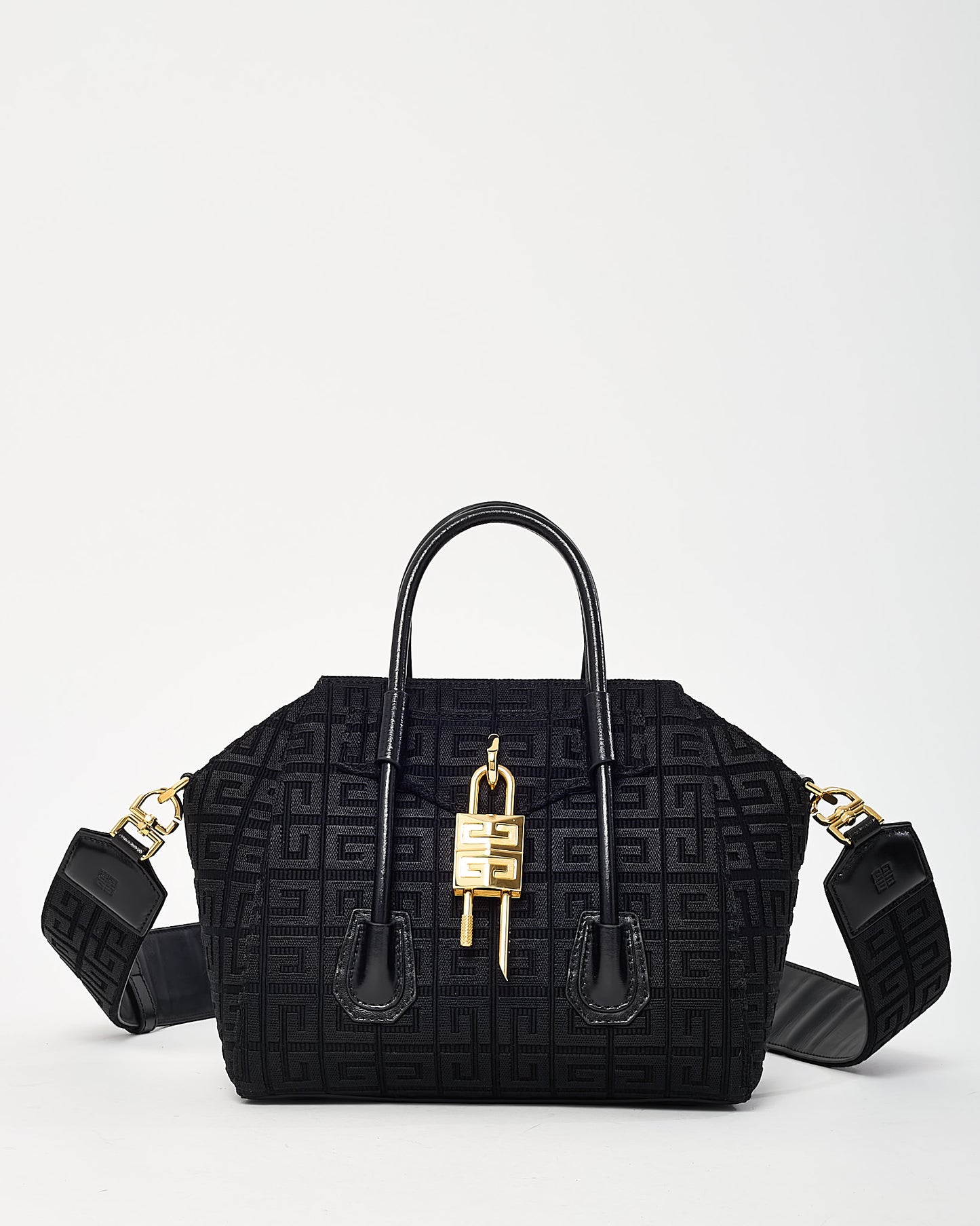 Givenchy Black 4G Monogram Canvas Lock Mini Antigona Bag