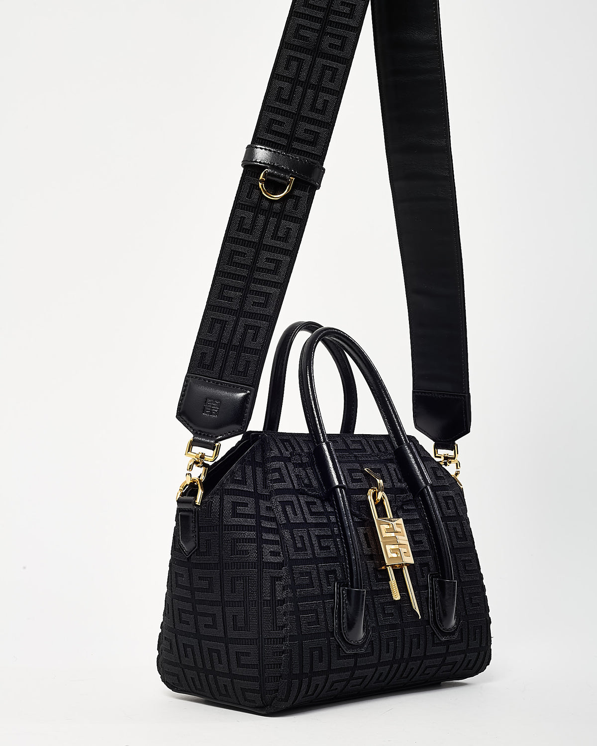 Givenchy Black 4G Monogram Canvas Lock Mini Antigona Bag