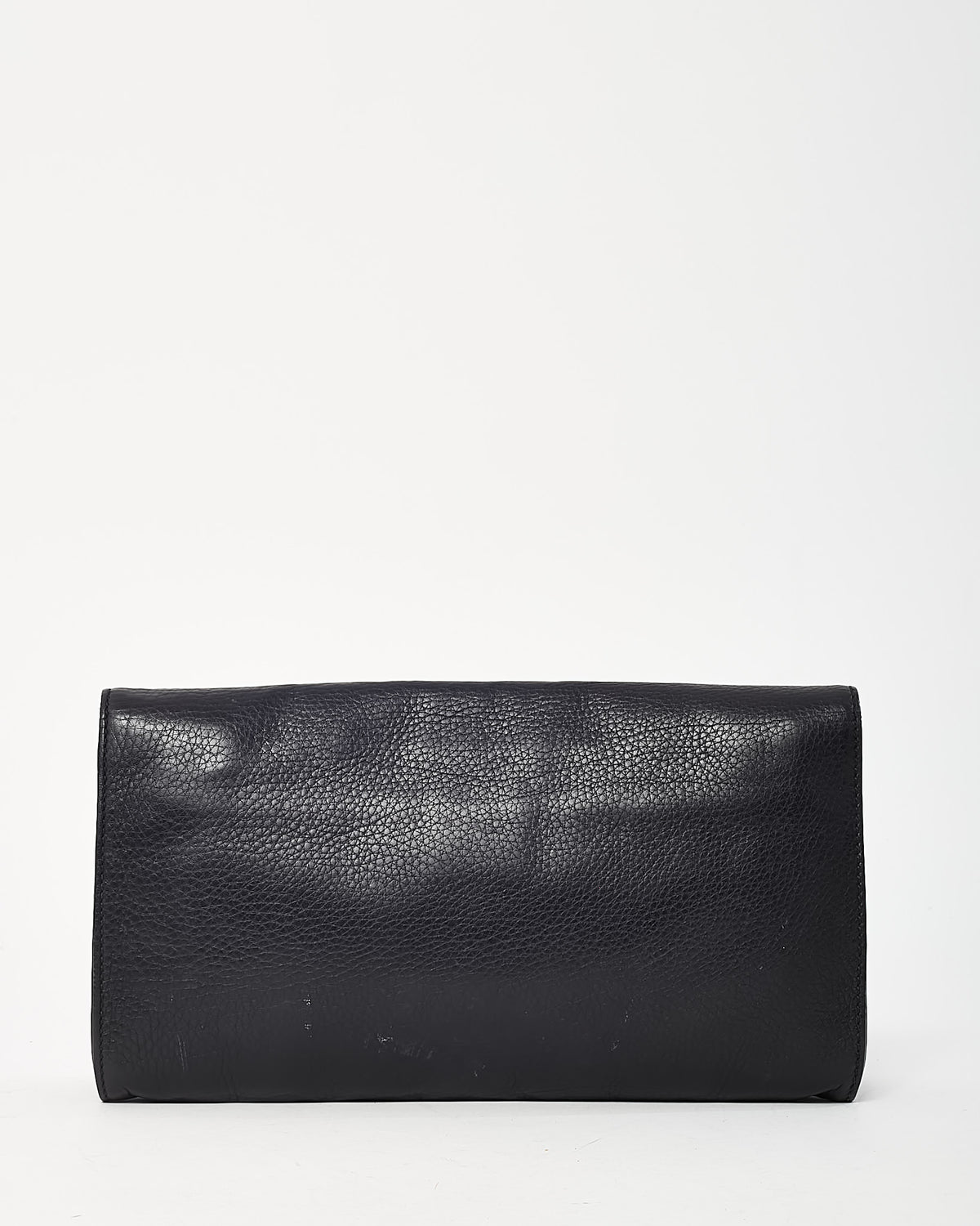Gucci Black Pebbled Leather GG Soho Embossed Logo Clutch