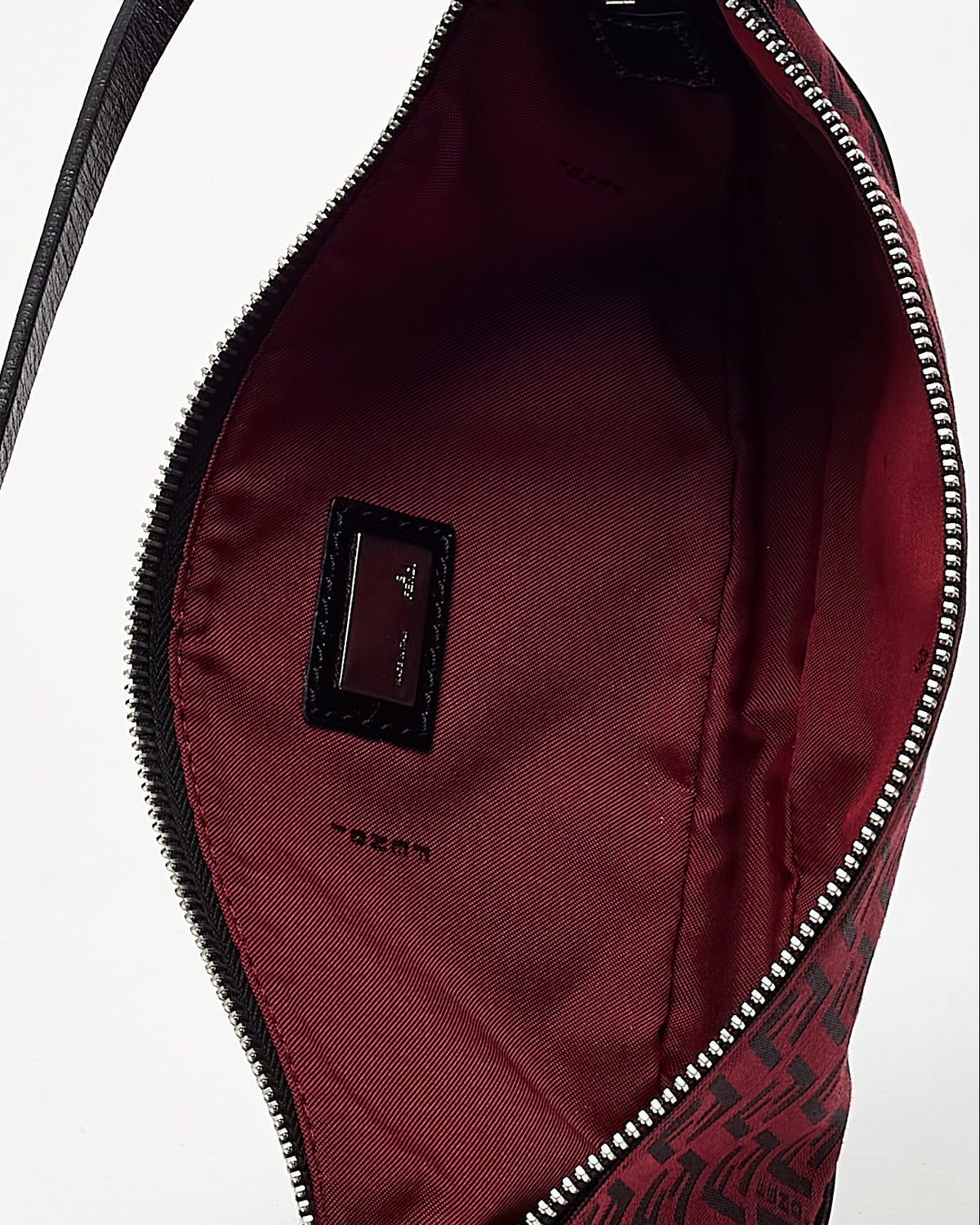 Fendi Red and Black Zucchino Print Canvas Half Moon Shoulder Bag