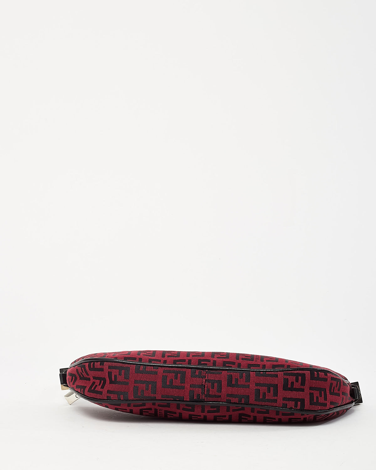 Fendi Red and Black Zucchino Print Canvas Half Moon Shoulder Bag