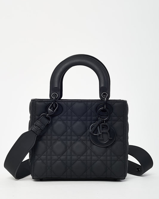 Dior Black Ultramatte Cannage Calfskin Leather Small Lady Dior My ABCDior Bag