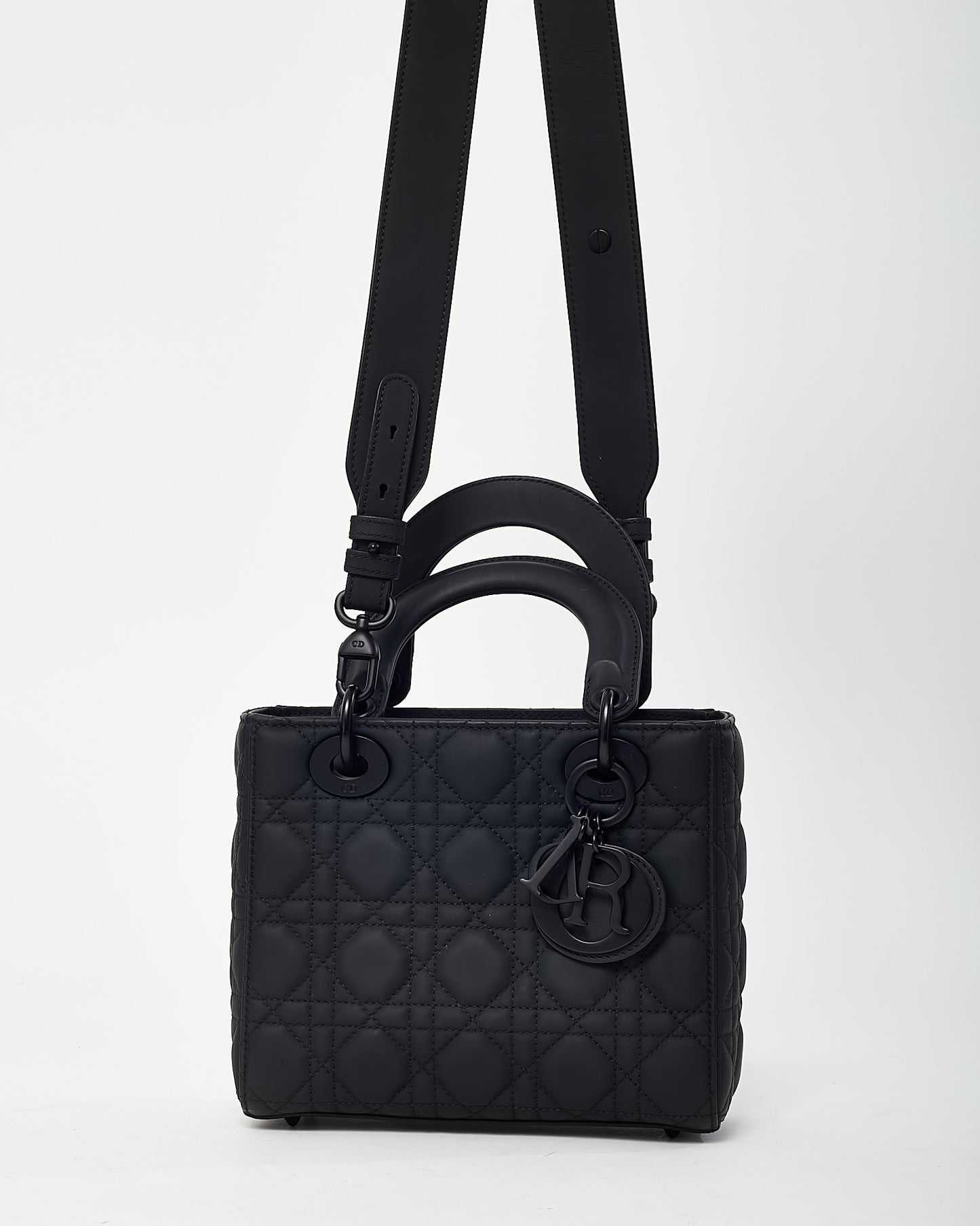 Dior Black Ultramatte Cannage Calfskin Leather Small Lady Dior My ABCDior Bag