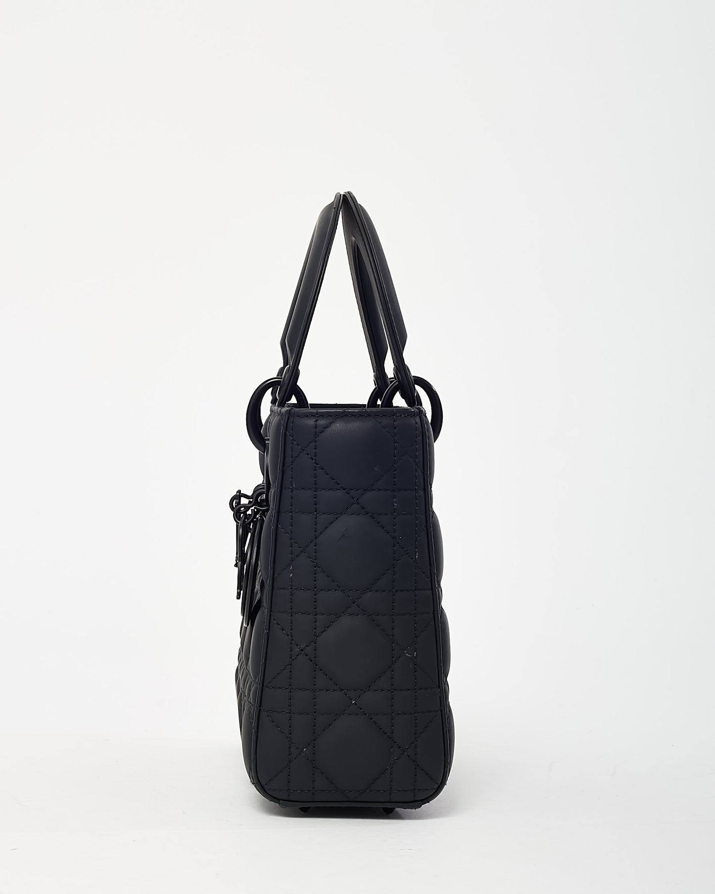 Dior Black Ultramatte Cannage Calfskin Leather Small Lady Dior My ABCDior Bag