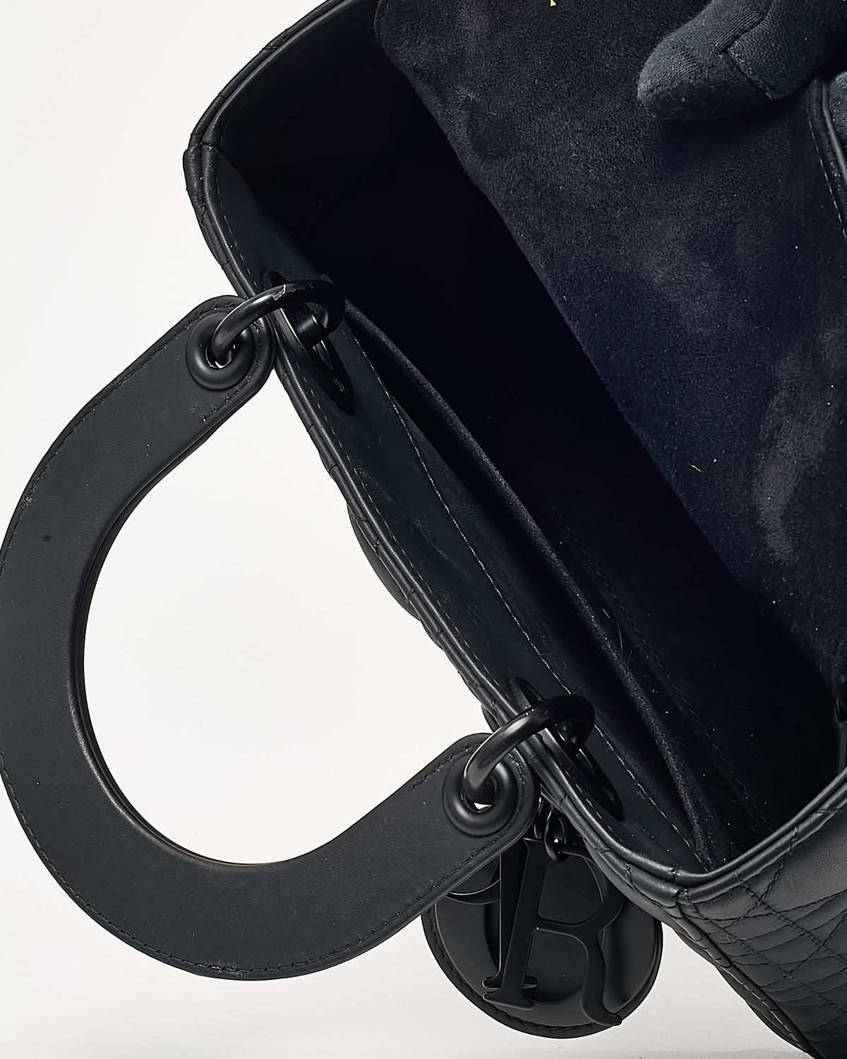 Dior Black Ultramatte Cannage Calfskin Leather Small Lady Dior My ABCDior Bag