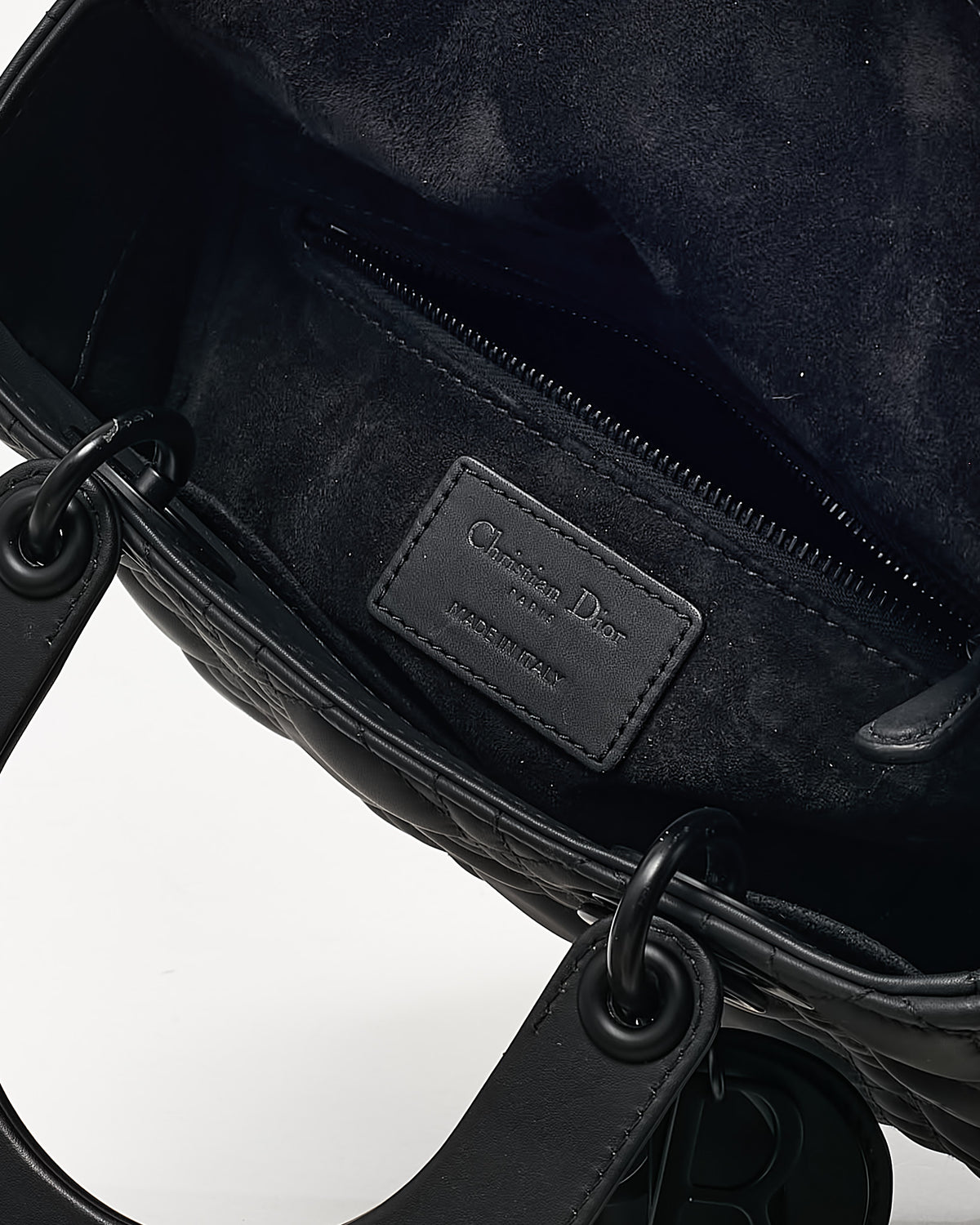 Dior Black Ultramatte Cannage Calfskin Leather Small Lady Dior My ABCDior Bag