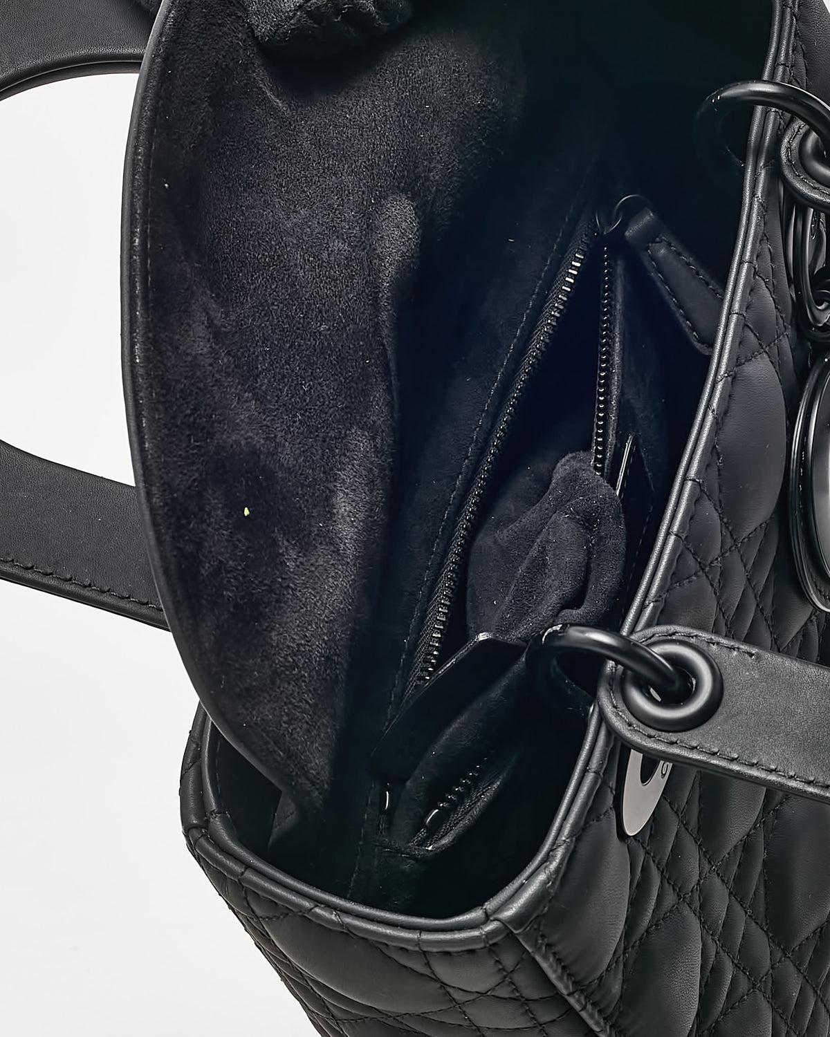 Dior Black Ultramatte Cannage Calfskin Leather Small Lady Dior My ABCDior Bag