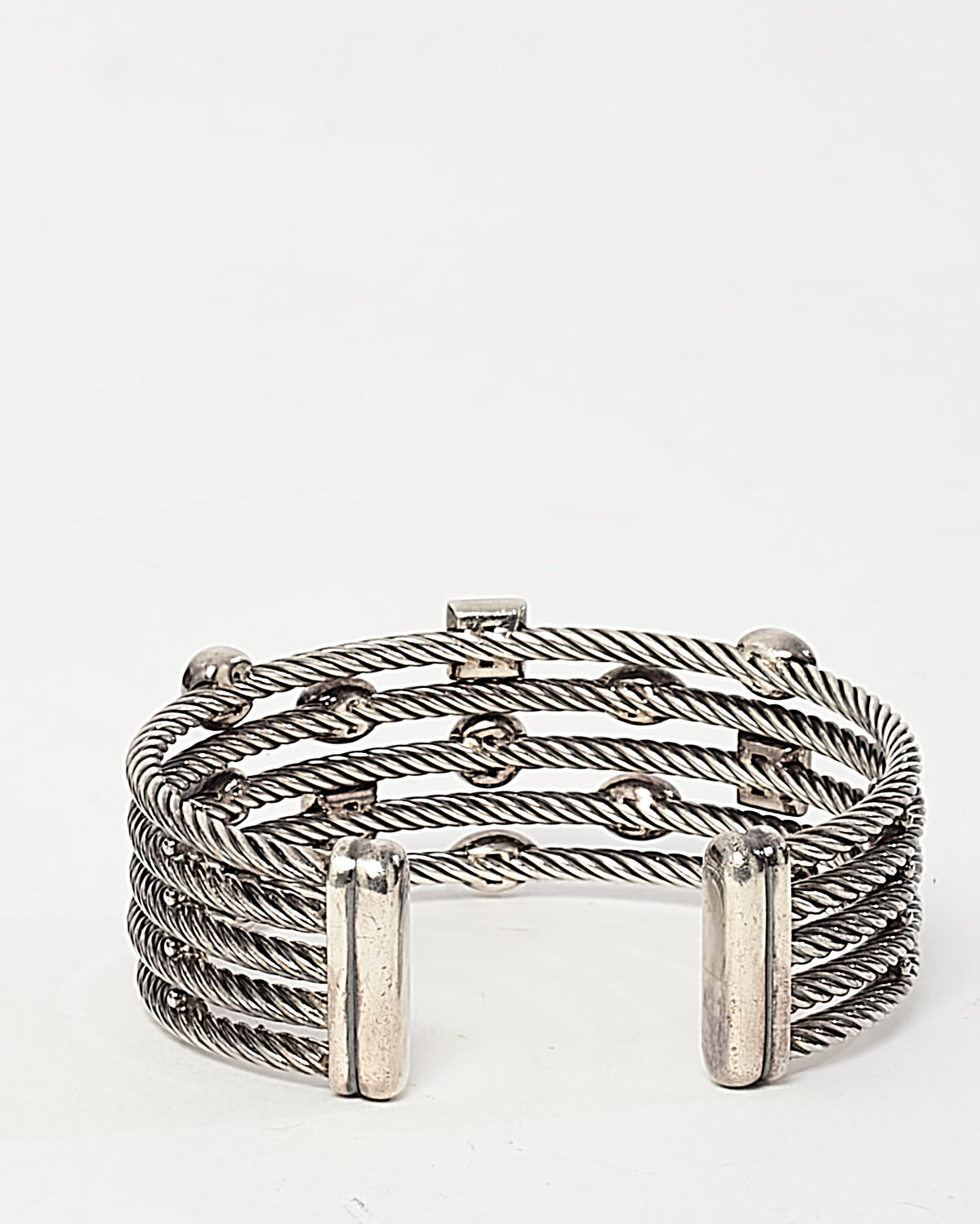 David Yurman Sterling Silver with Black Pave Diamond 5 Row Confetti Cuff Bracelet
