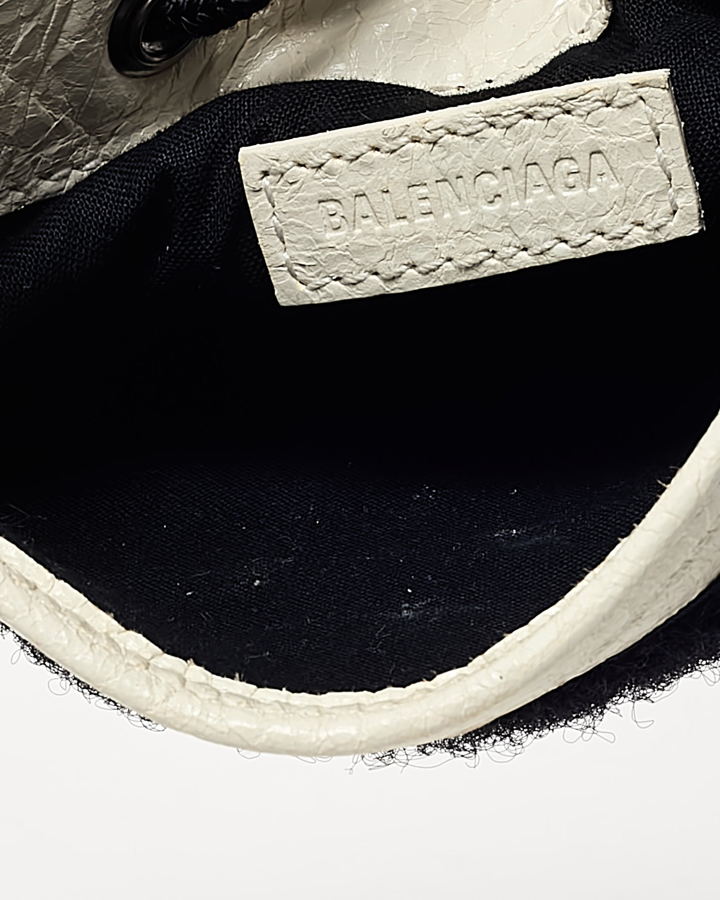 Balenciaga White Leather Logo Small Explorer Pouch on Strap