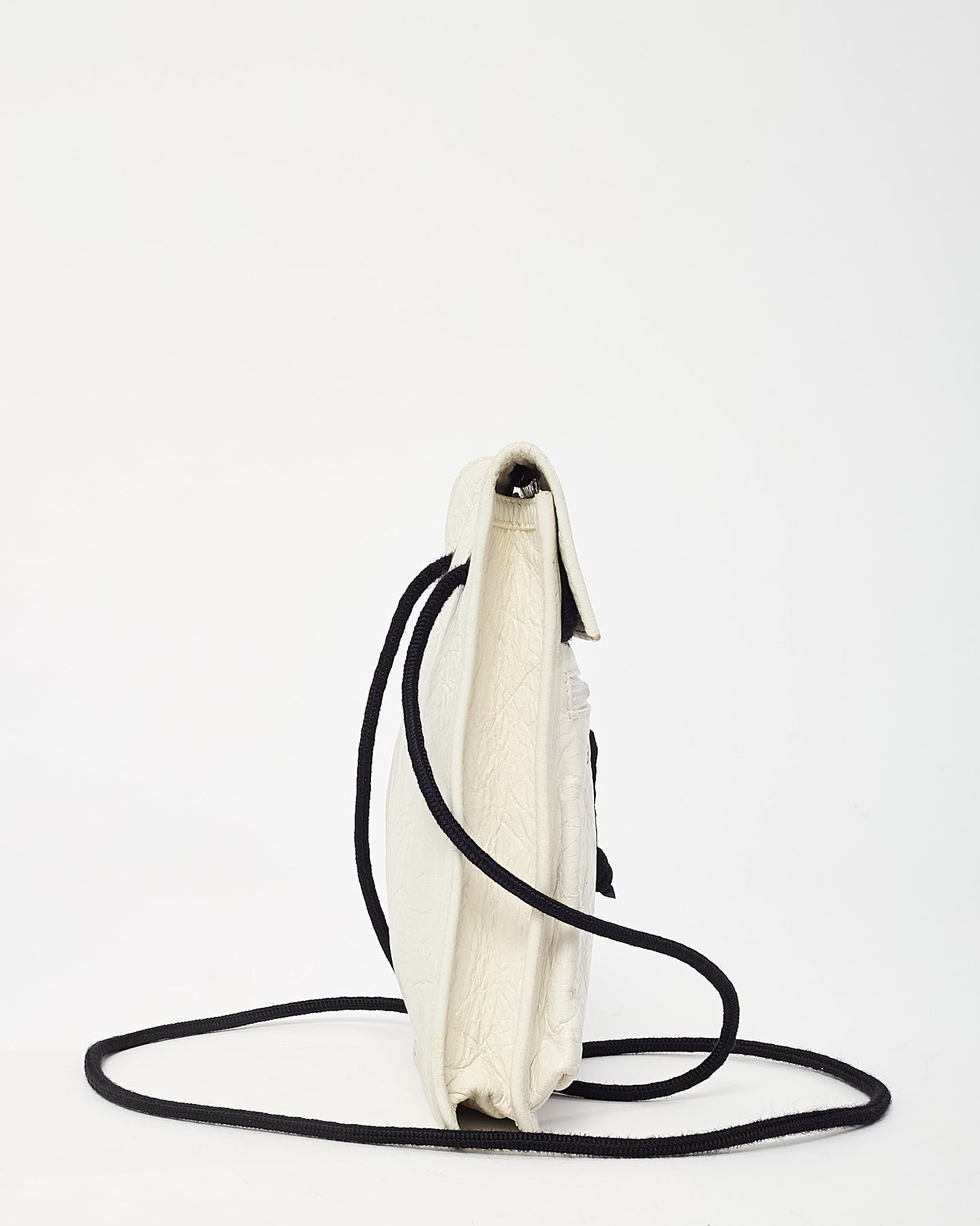 Balenciaga White Leather Logo Small Explorer Pouch on Strap
