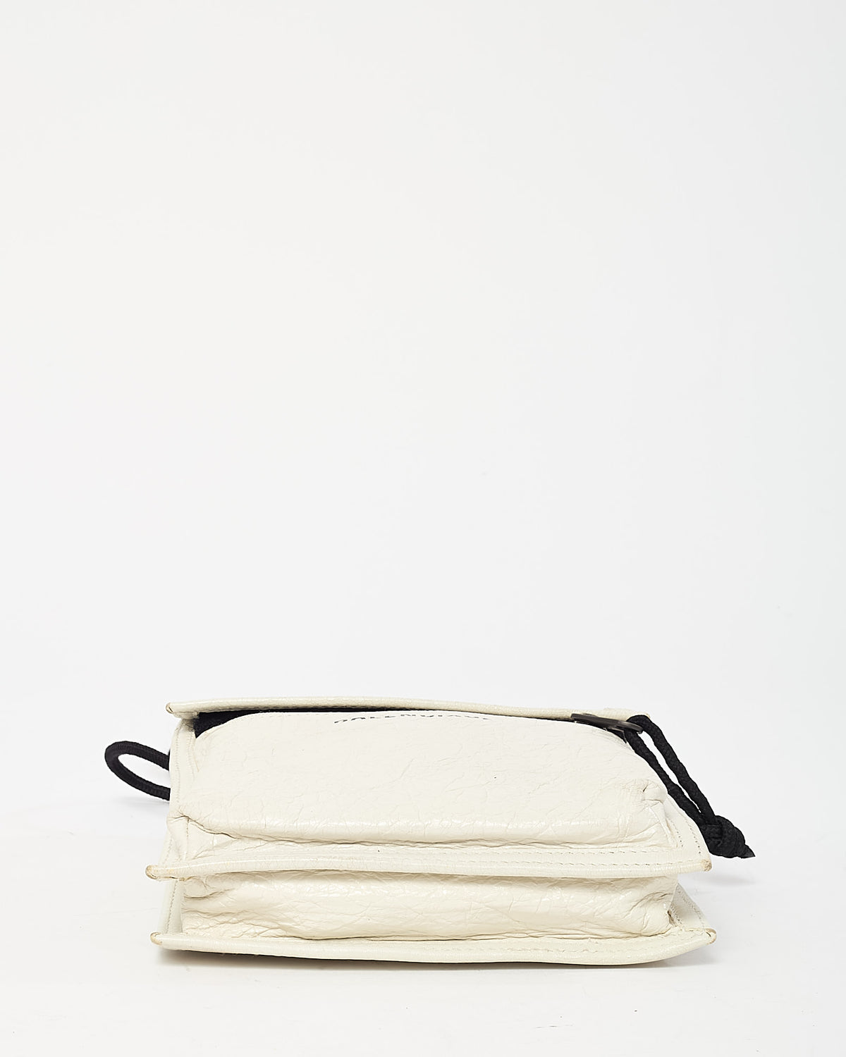 Balenciaga White Leather Logo Small Explorer Pouch on Strap