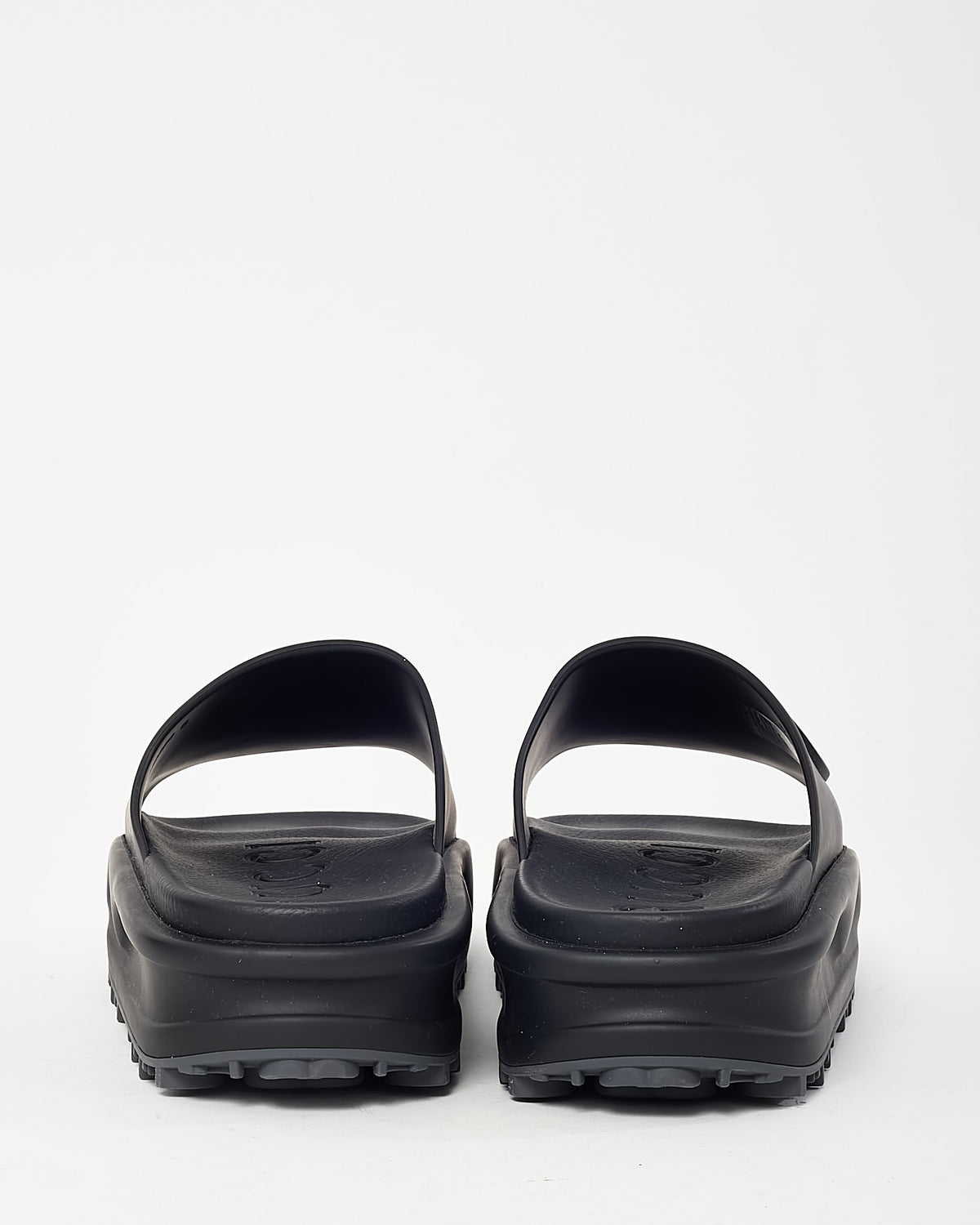 Gucci Men's Black Soft Rubber Interlocking G Platform Slide Sandals - US 6 MEN = US 8 WOMEN