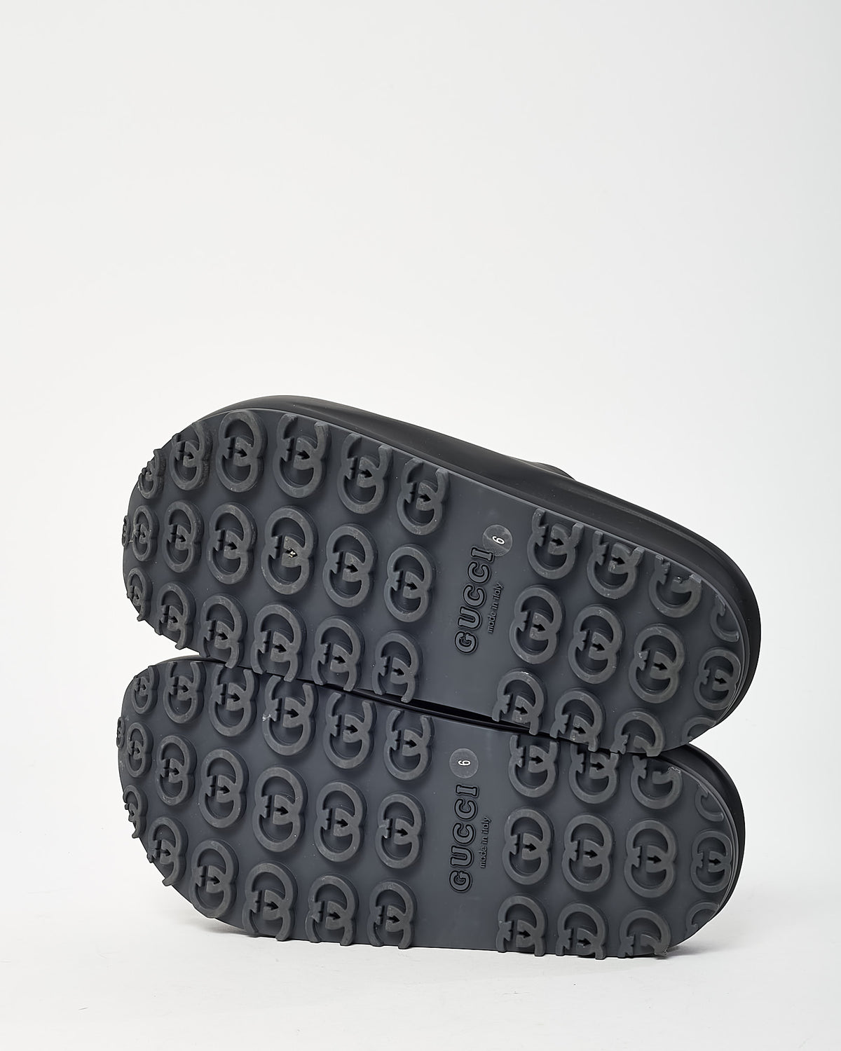 Gucci Men's Black Soft Rubber Interlocking G Platform Slide Sandals - US 6 MEN = US 8 WOMEN