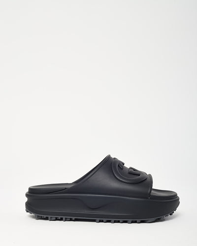 Gucci Men's Black Soft Rubber Interlocking G Platform Slide Sandals - US 6 MEN = US 8 WOMEN