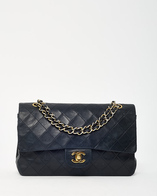 Chanel Vintage Medium Classic Double Flap Bag Black Quilted Leather 24k GHW