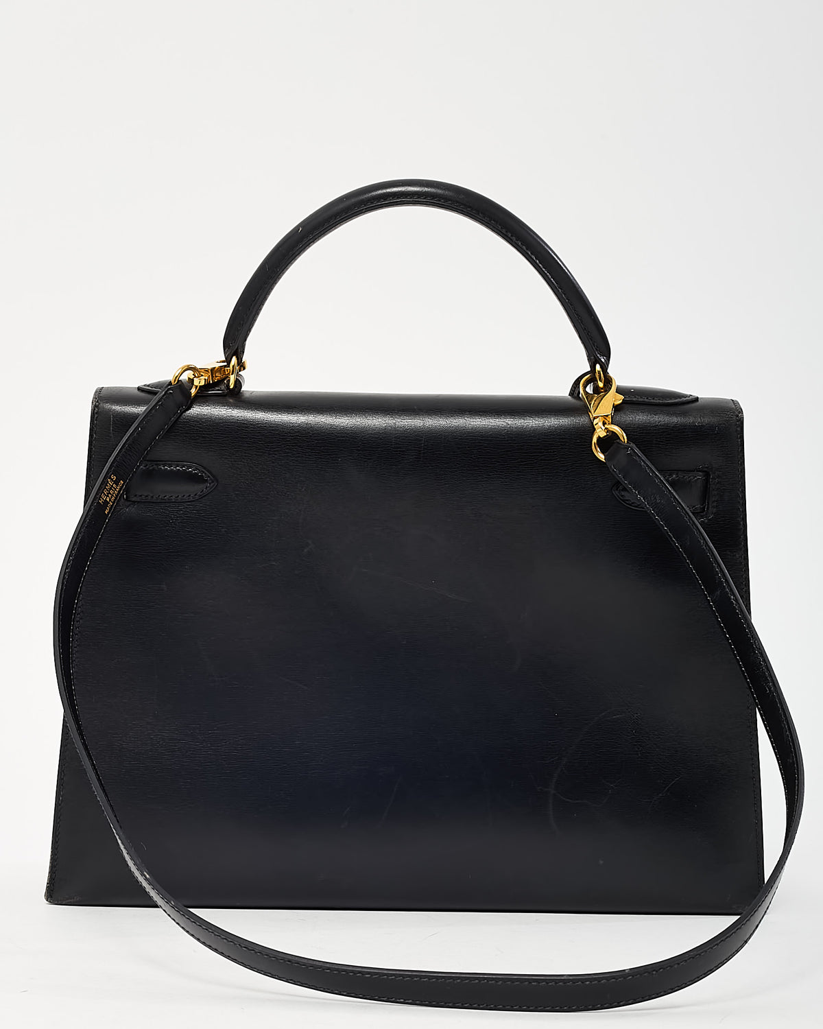 Hermès Vintage 1993 Black Box Calfskin Leather Kelly 32 Handbag GHW