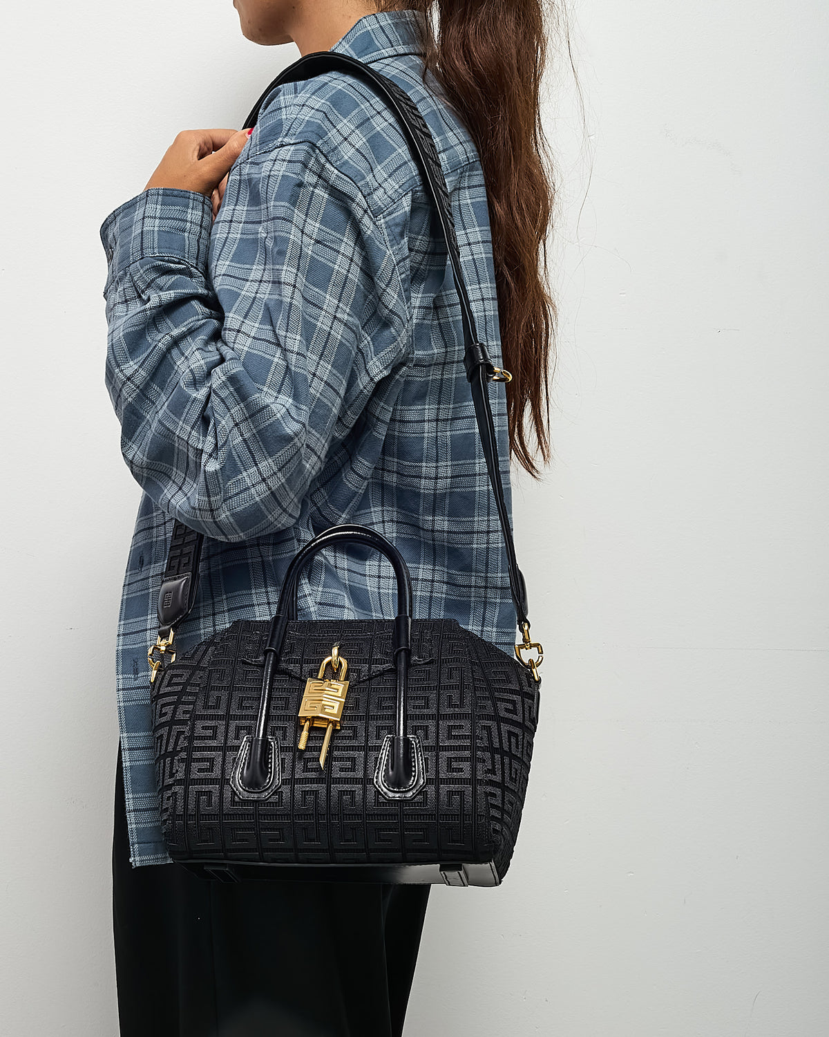Givenchy Black 4G Monogram Canvas Lock Mini Antigona Bag
