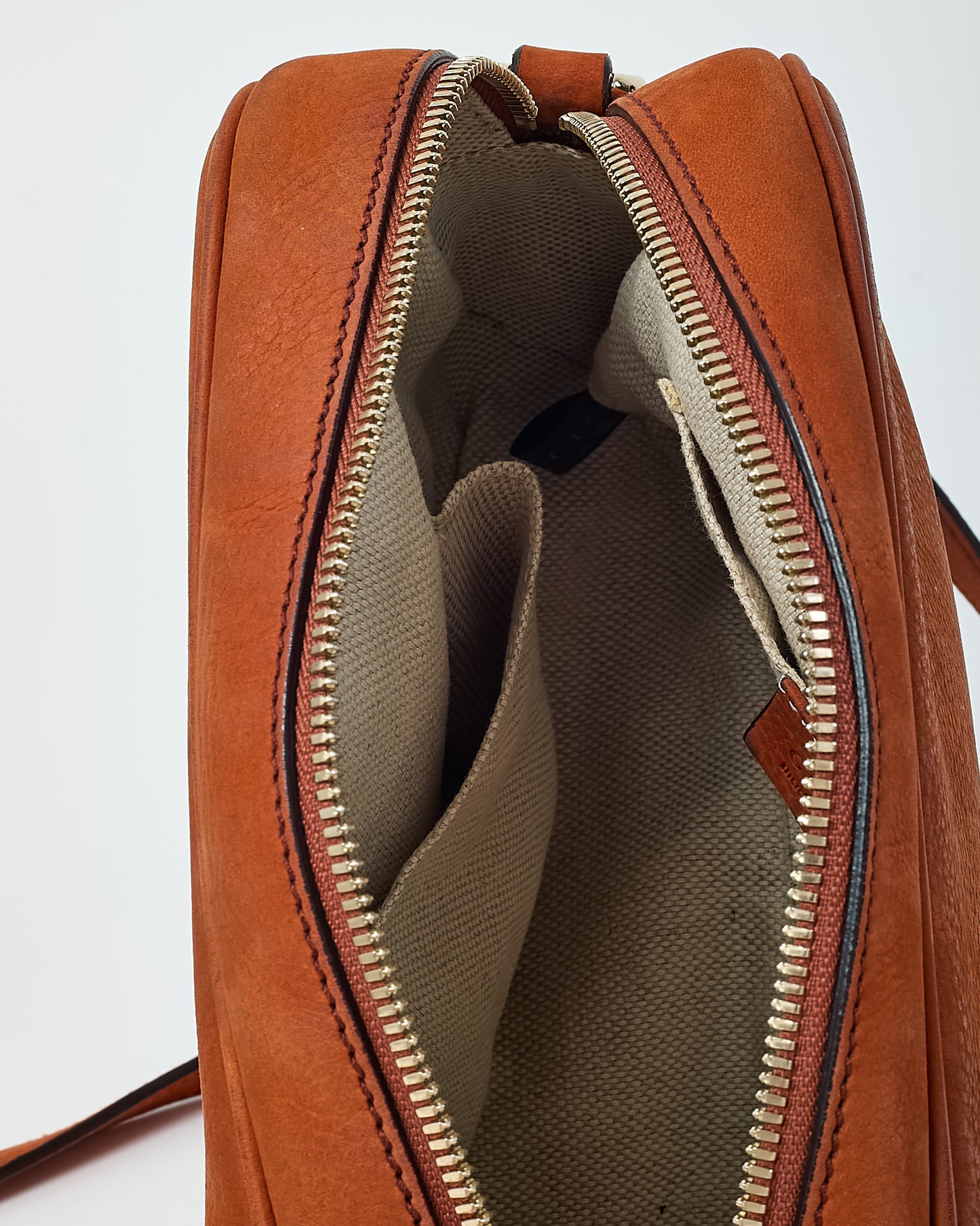 Gucci Orange Suede GG Soho Disco Crossbody Bag