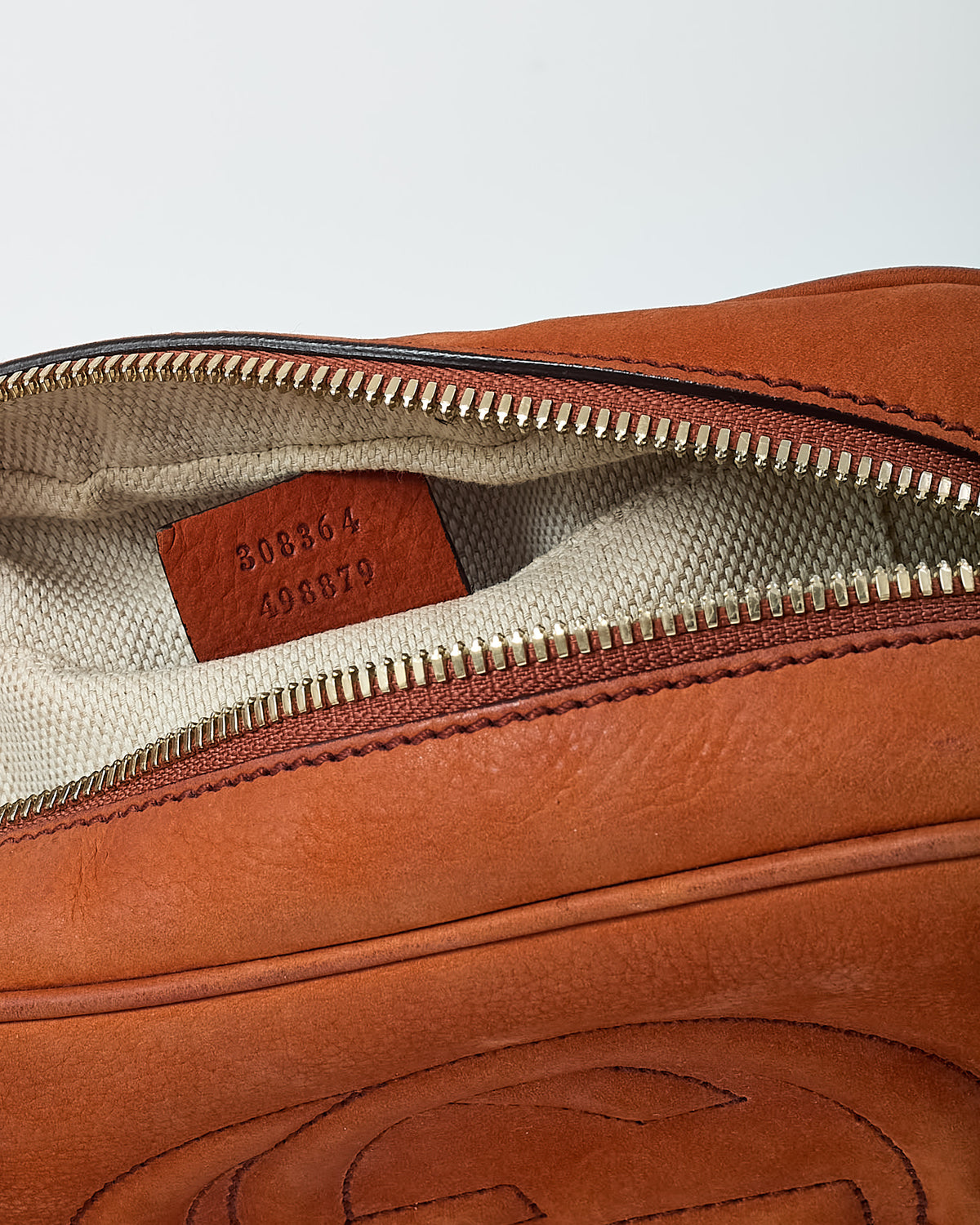 Gucci Orange Suede GG Soho Disco Crossbody Bag