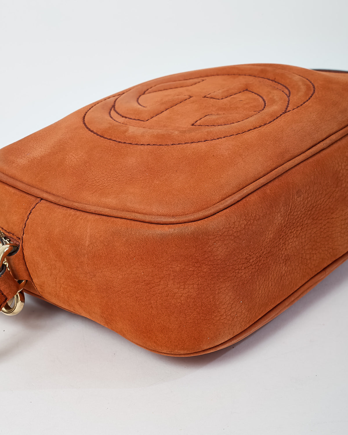 Gucci Orange Suede GG Soho Disco Crossbody Bag