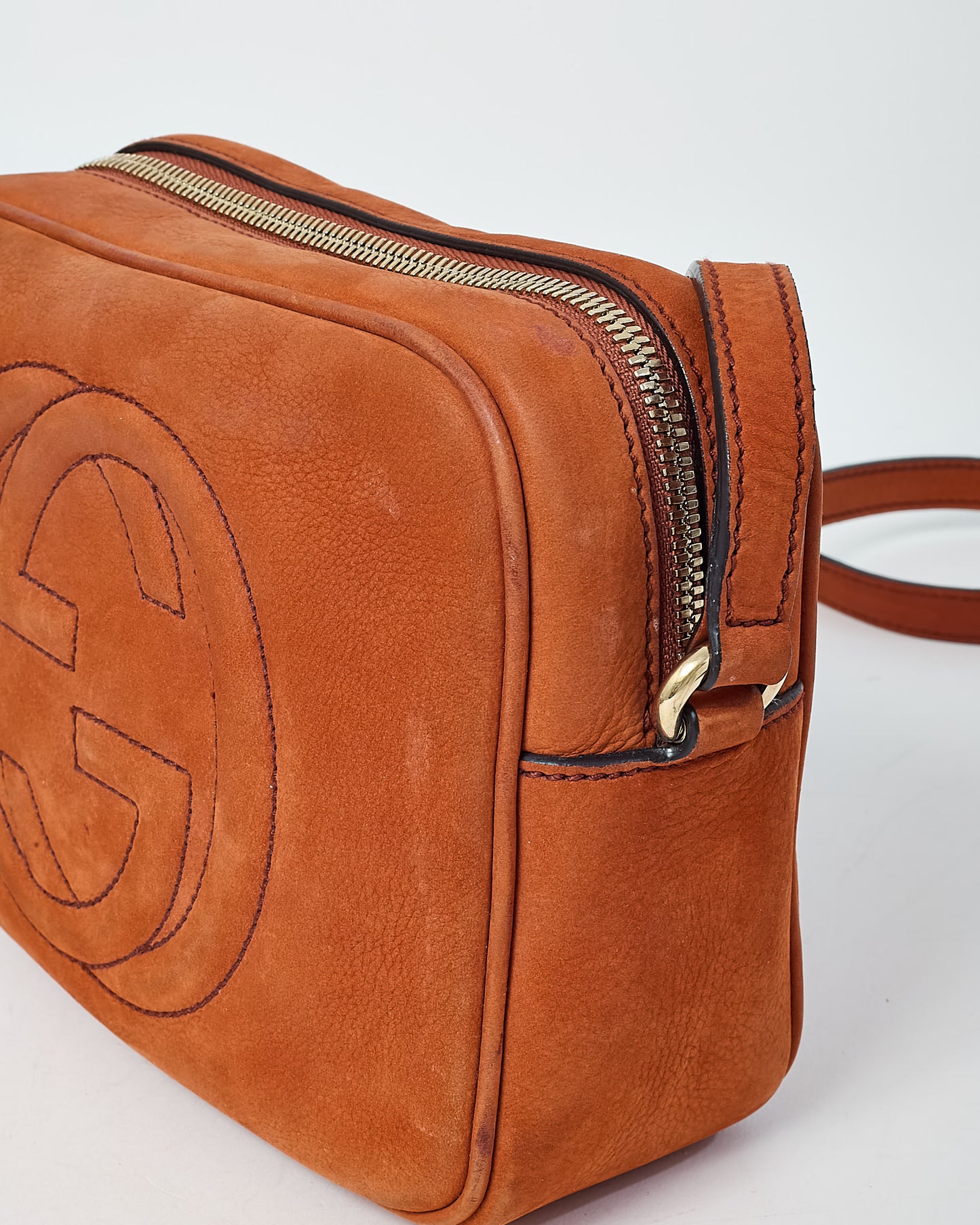 Gucci Orange Suede GG Soho Disco Crossbody Bag