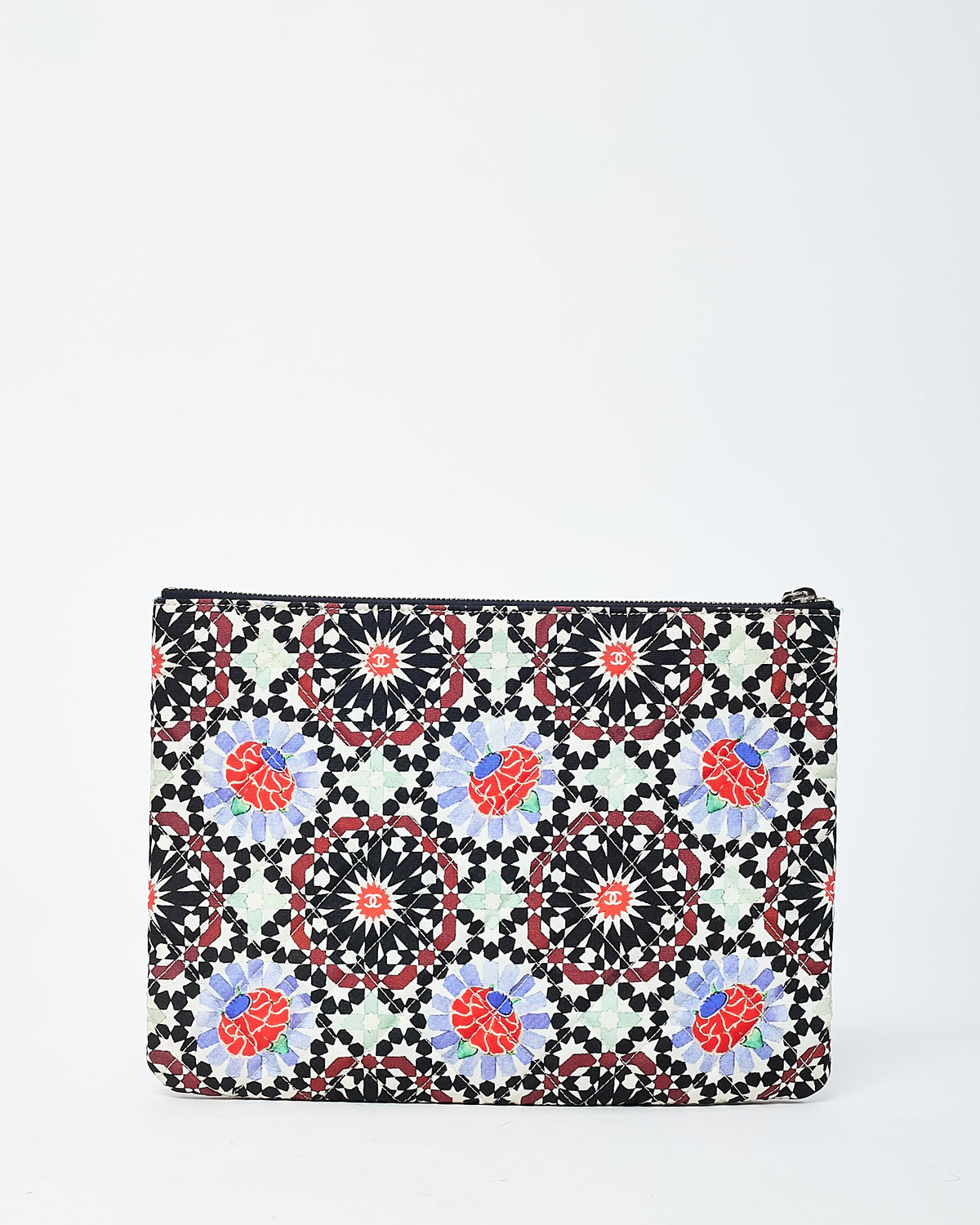 Chanel Multi Floral Printed Canvas Dubai Paris Medium O Case Zip Pouch