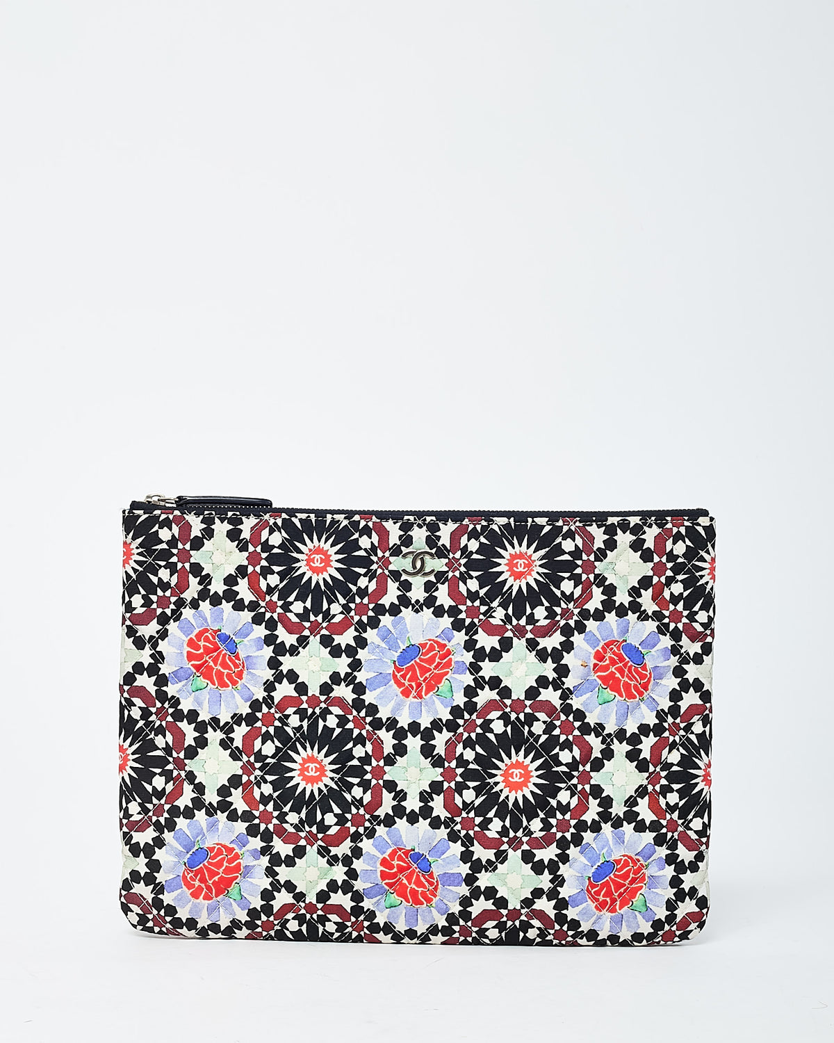 Chanel Multi Floral Printed Canvas Dubai Paris Medium O Case Zip Pouch
