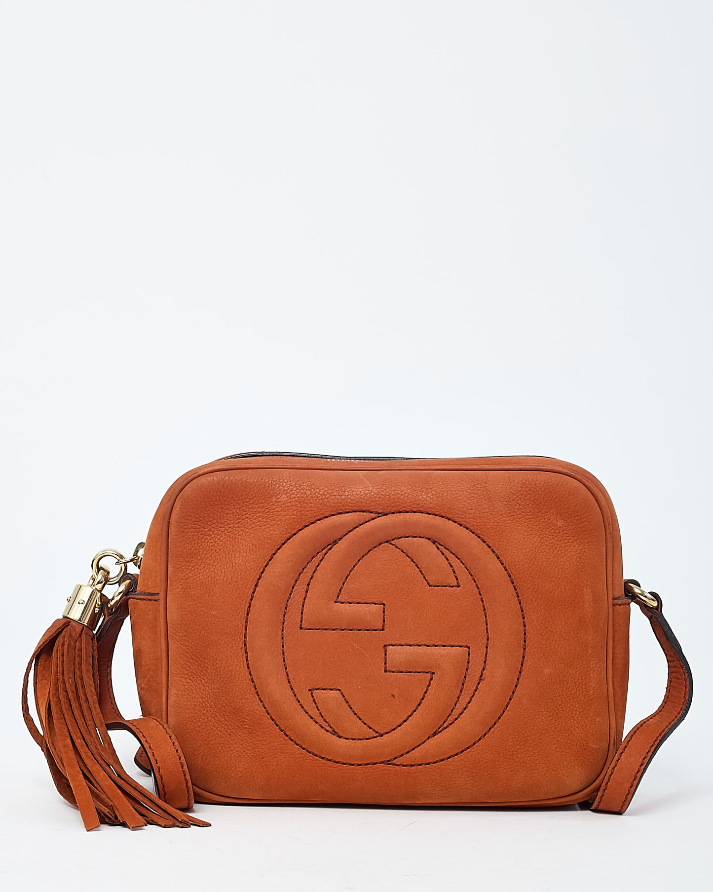 Gucci Orange Suede GG Soho Disco Crossbody Bag