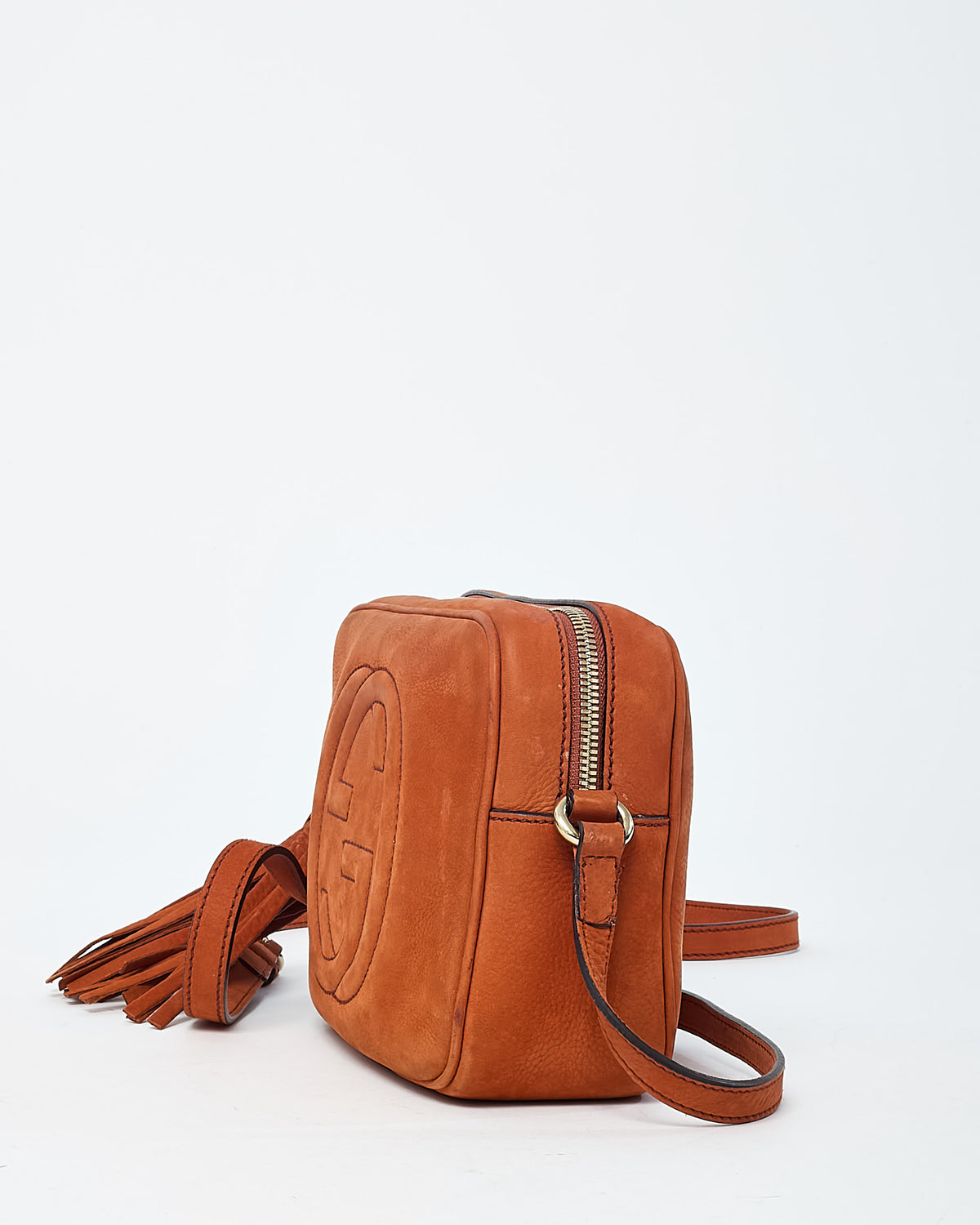 Gucci Orange Suede GG Soho Disco Crossbody Bag