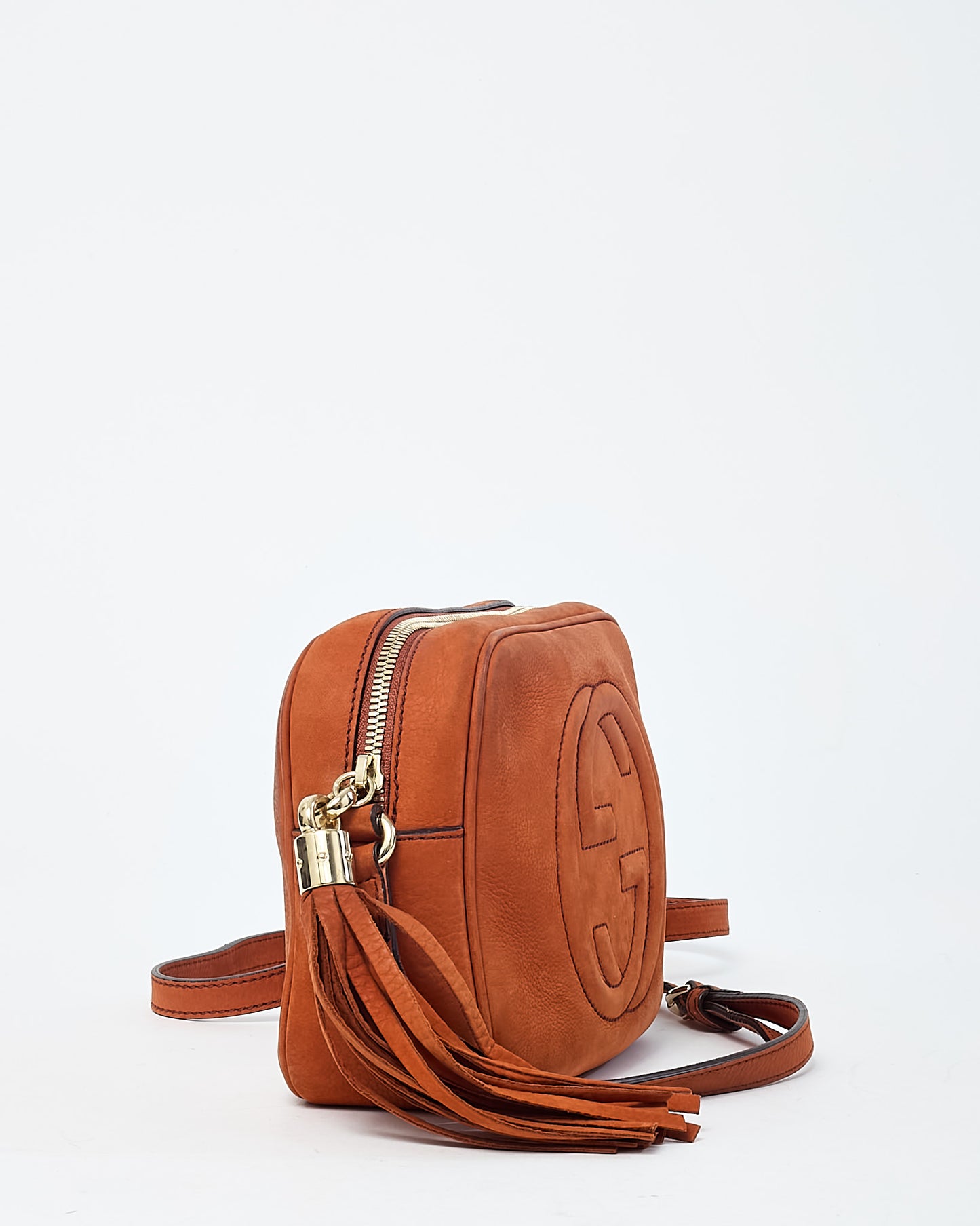 Gucci Orange Suede GG Soho Disco Crossbody Bag