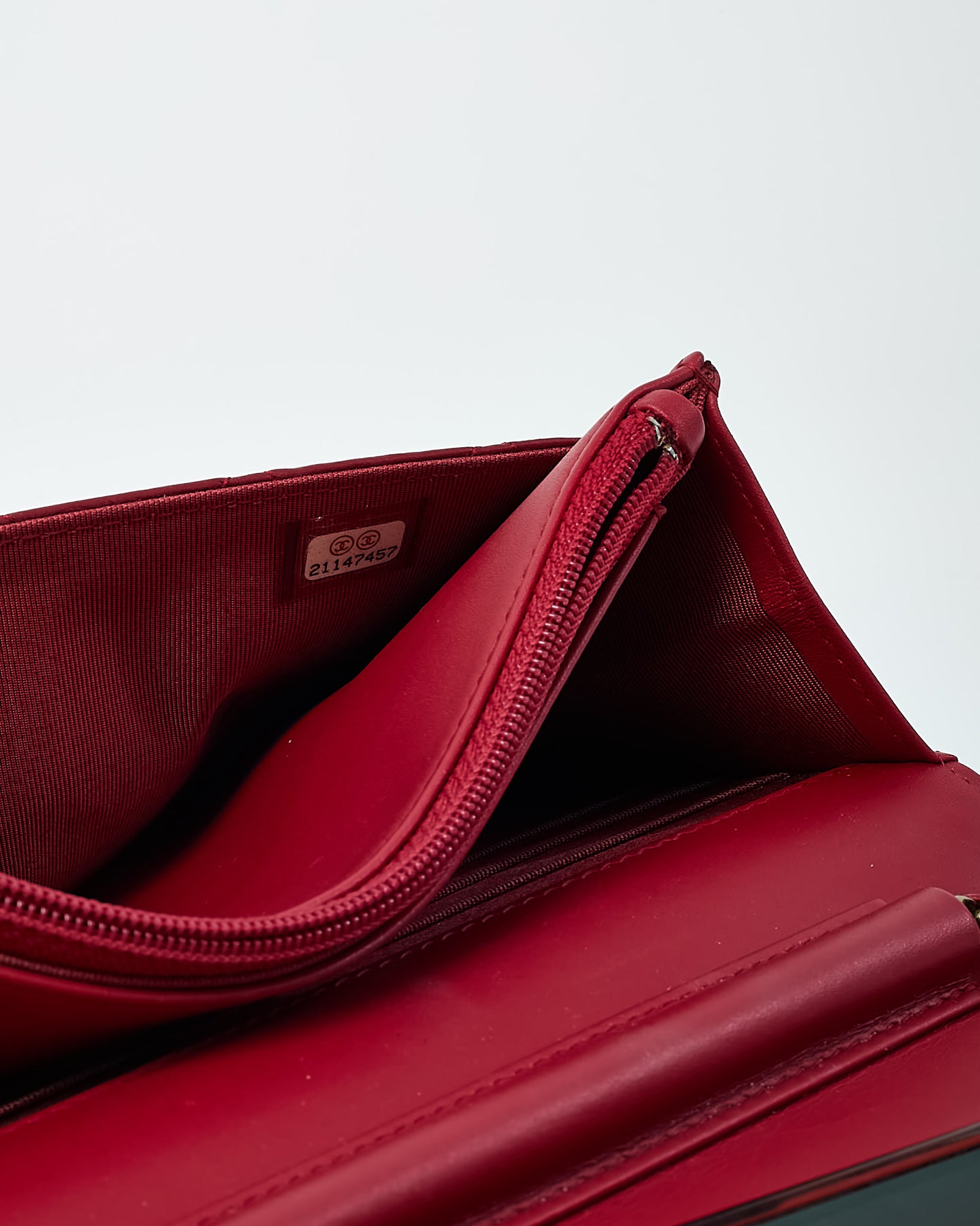 Chanel Red Calfskin Leather 2.55 Re-Issue WOC Wallet on Chain Crossbody Bag GHW
