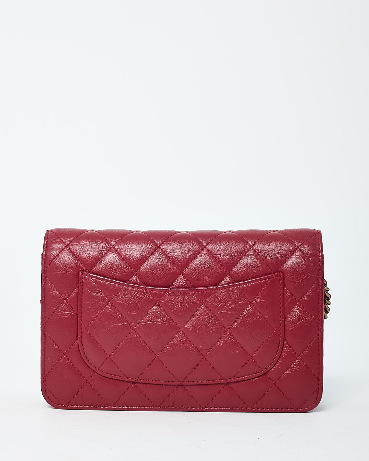 Chanel Red Calfskin Leather 2.55 Re-Issue WOC Wallet on Chain Crossbody Bag GHW
