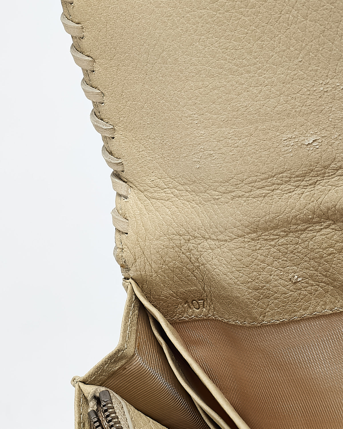 Prada Beige Leather Eyelet Studded WOC Wallet on Chain Crossbody Bag