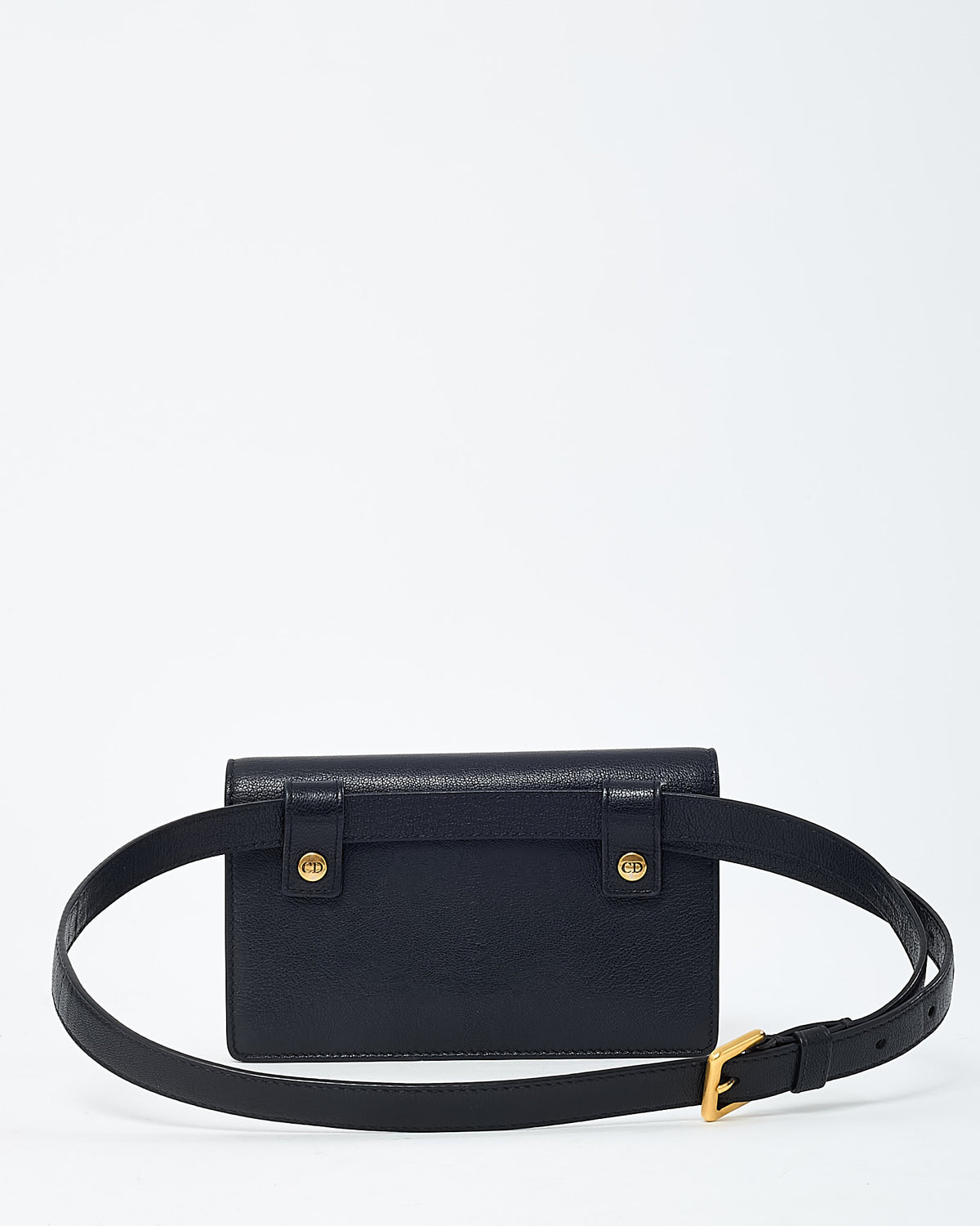 Dior Black Goatskin Leather Saddle Pouch Belt Bag GHW