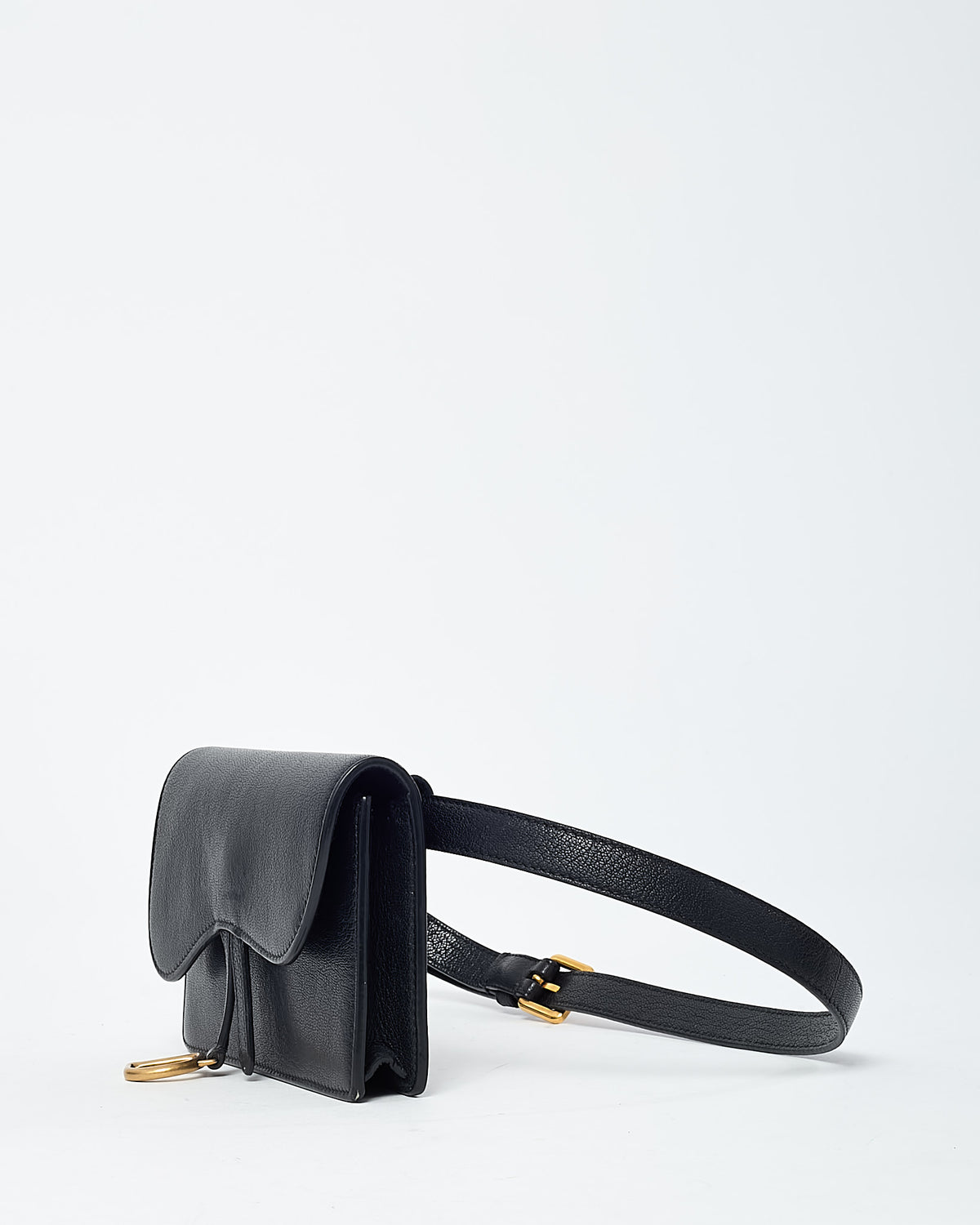 Dior Black Goatskin Leather Saddle Pouch Belt Bag GHW
