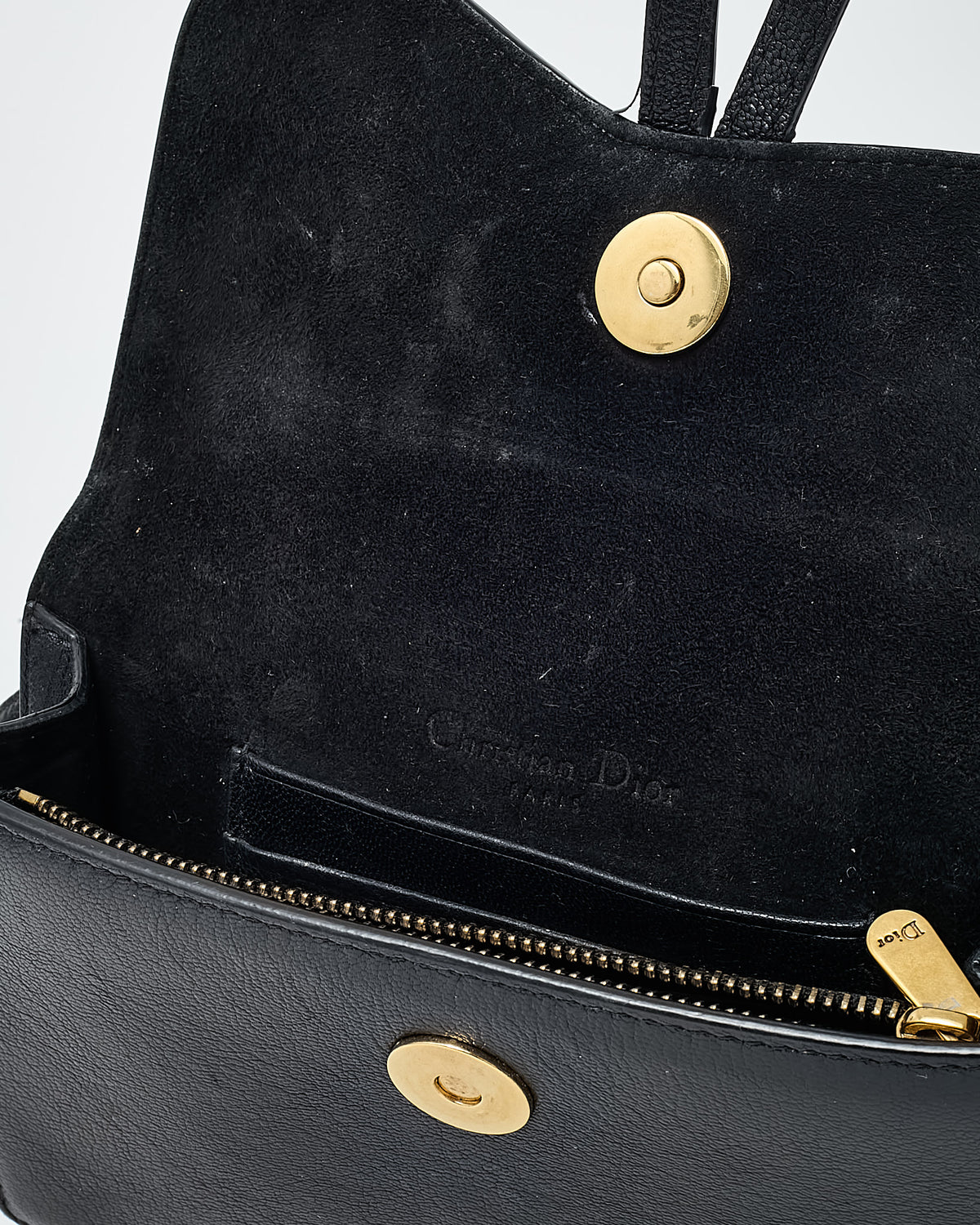 Dior Black Goatskin Leather Saddle Pouch Belt Bag GHW
